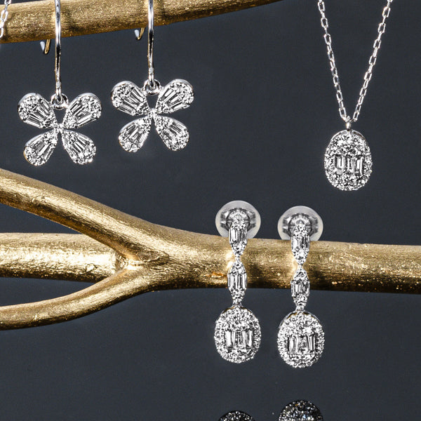 ダイヤモンド K18ネックレス(計0.17カラット/テーパーバケット/4月誕生石)《WPDD3917》