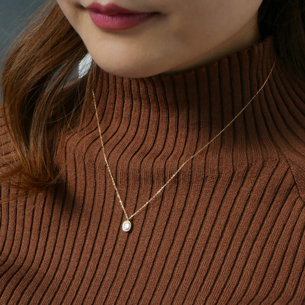 ダイヤモンド K18ネックレス(計0.17カラット/テーパーバケット/4月誕生石)《WPDD3918》