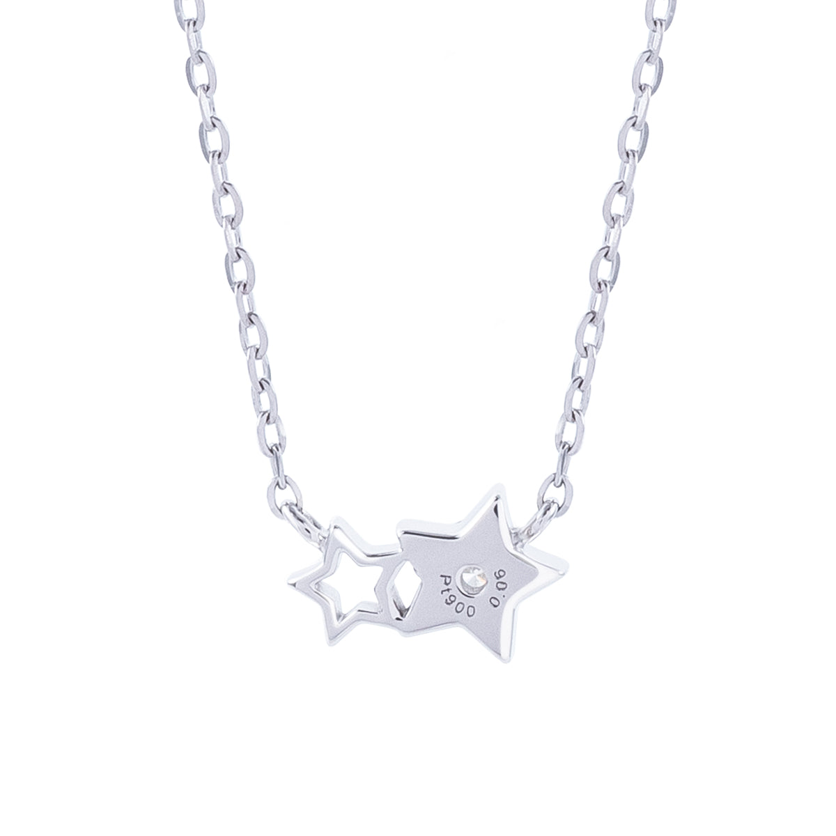 ダイヤモンド プラチナネックレス(スターモチーフ/ツインスター/ブリリアントタイム/4月誕生石)《WPDD4143》