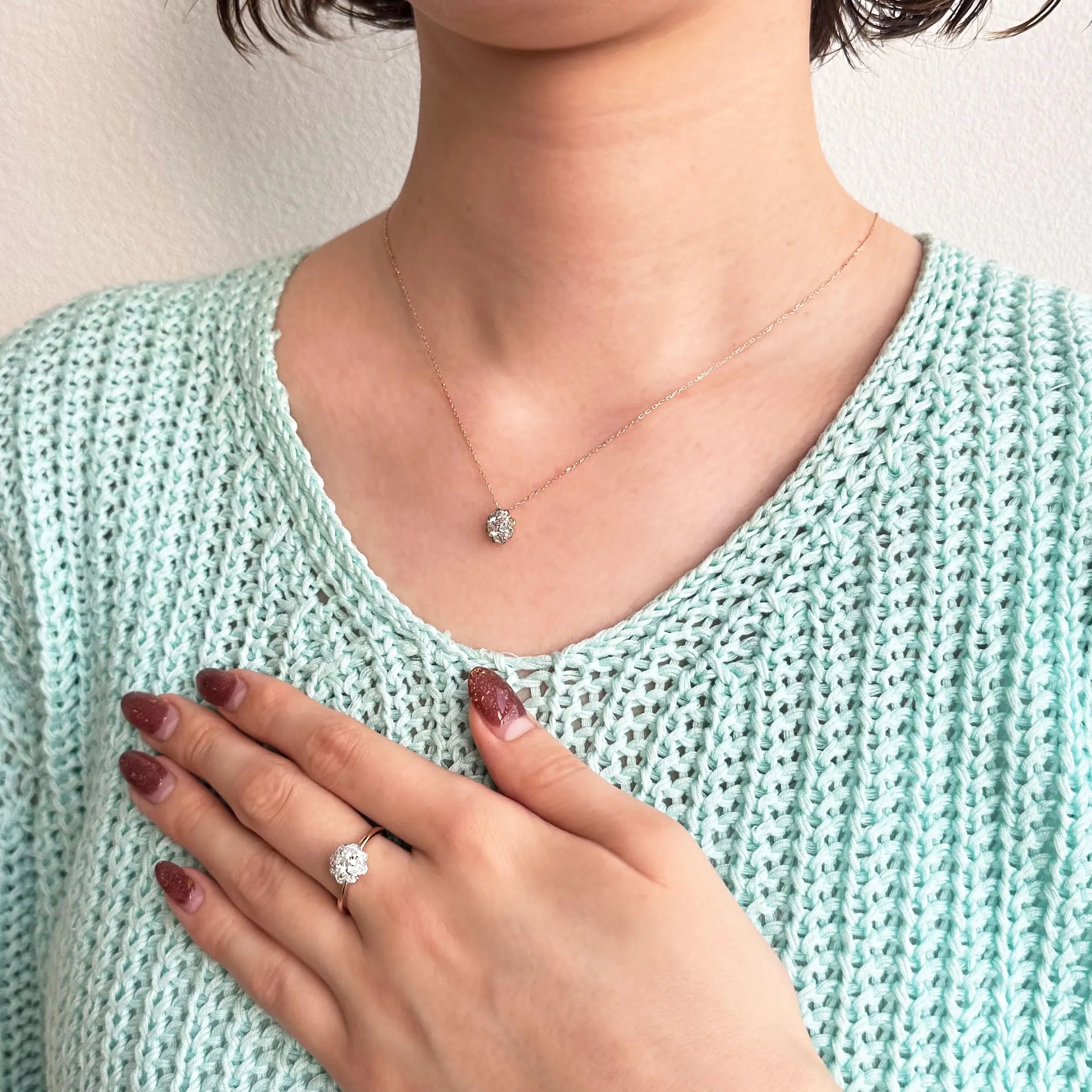 ダイヤモンド K18ネックレス(0.3ctUP/グレーディングレポート付/4月誕生石)《WPDD4171》