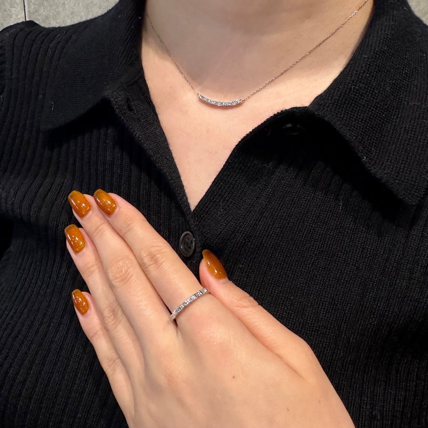 ダイヤモンド プラチナネックレス(バケットカット/ストレート/4月誕生石)《WPDD4205》