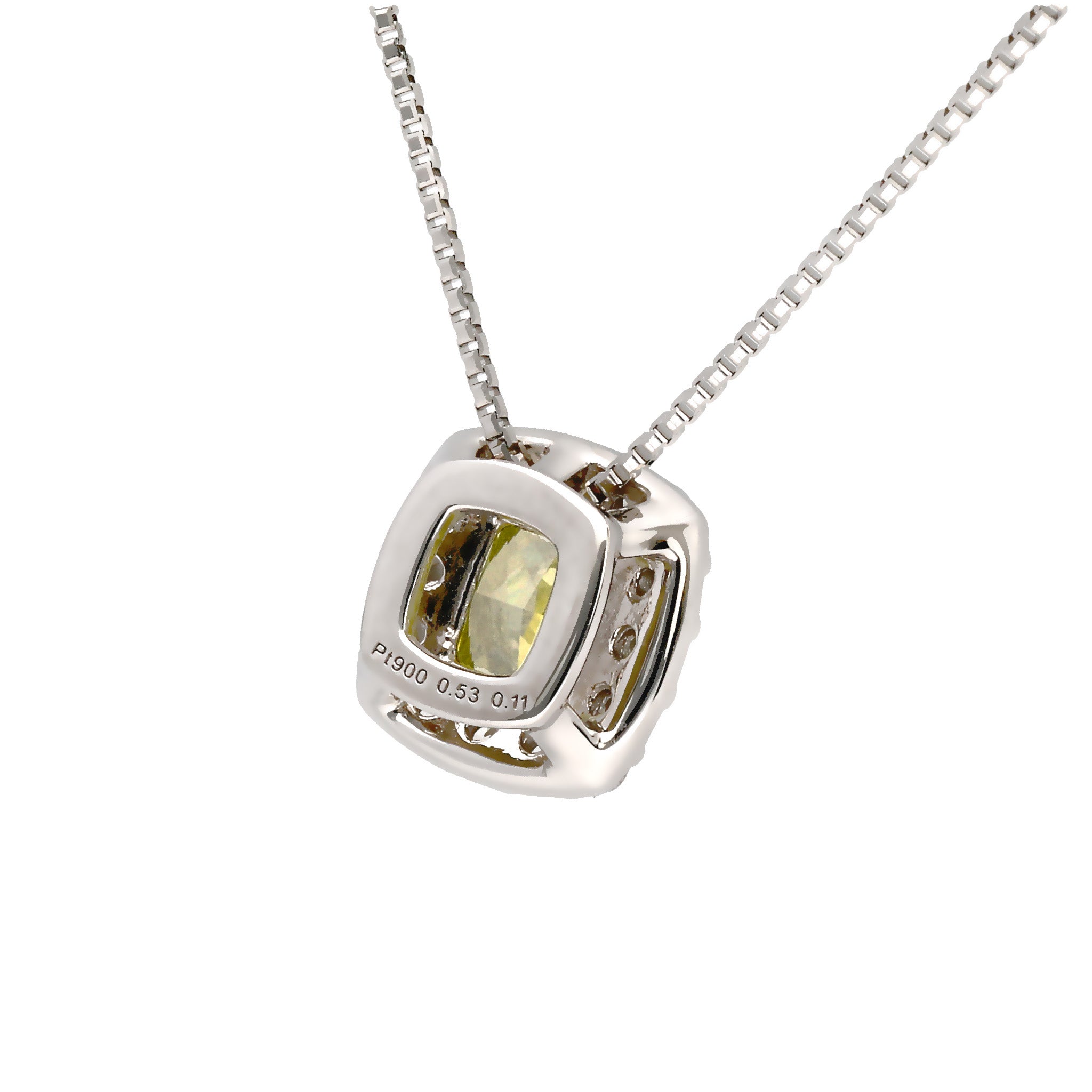 イエローダイヤモンド PTネックレス(F.V.Y/0.53ct/クッションカット/グレーディングレポート付)《WPDD4257》