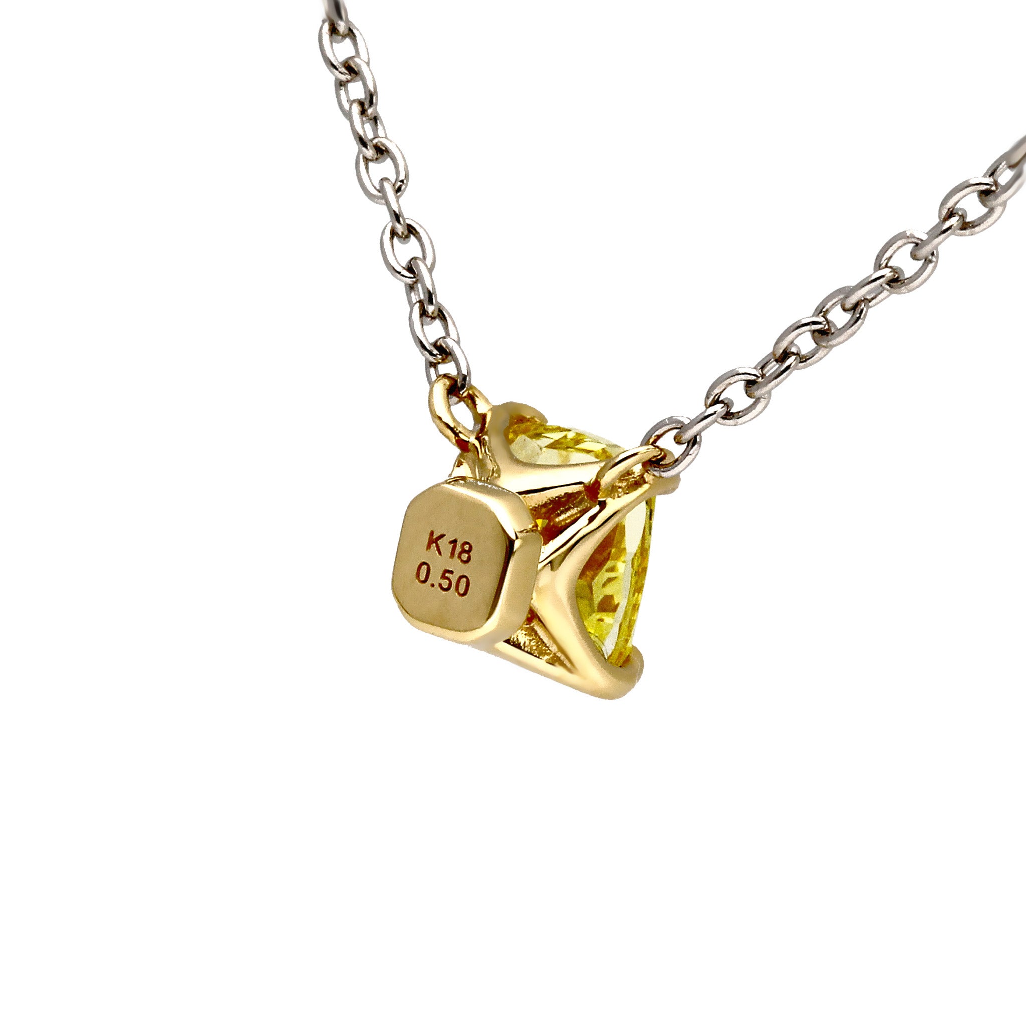イエローダイヤモンド プラチナネックレス(F.V.Y/0.5ct/クッションカット/グレーディングレポート付)《WPDD4258》
