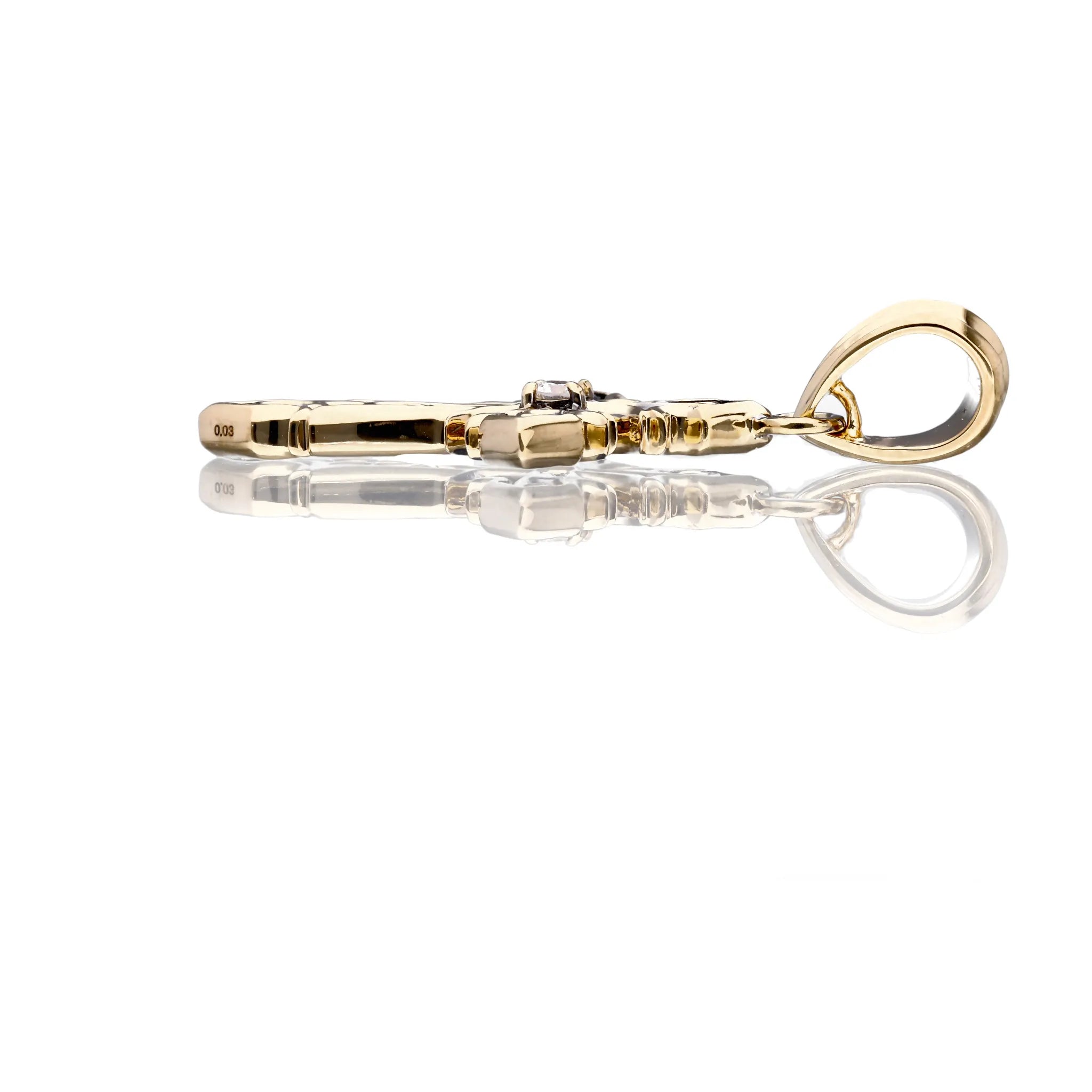 ダイヤモンド K18ペンダントトップ(クロスモチーフ/K18YG/リバーシブル/4月誕生石)《WPDD4277》