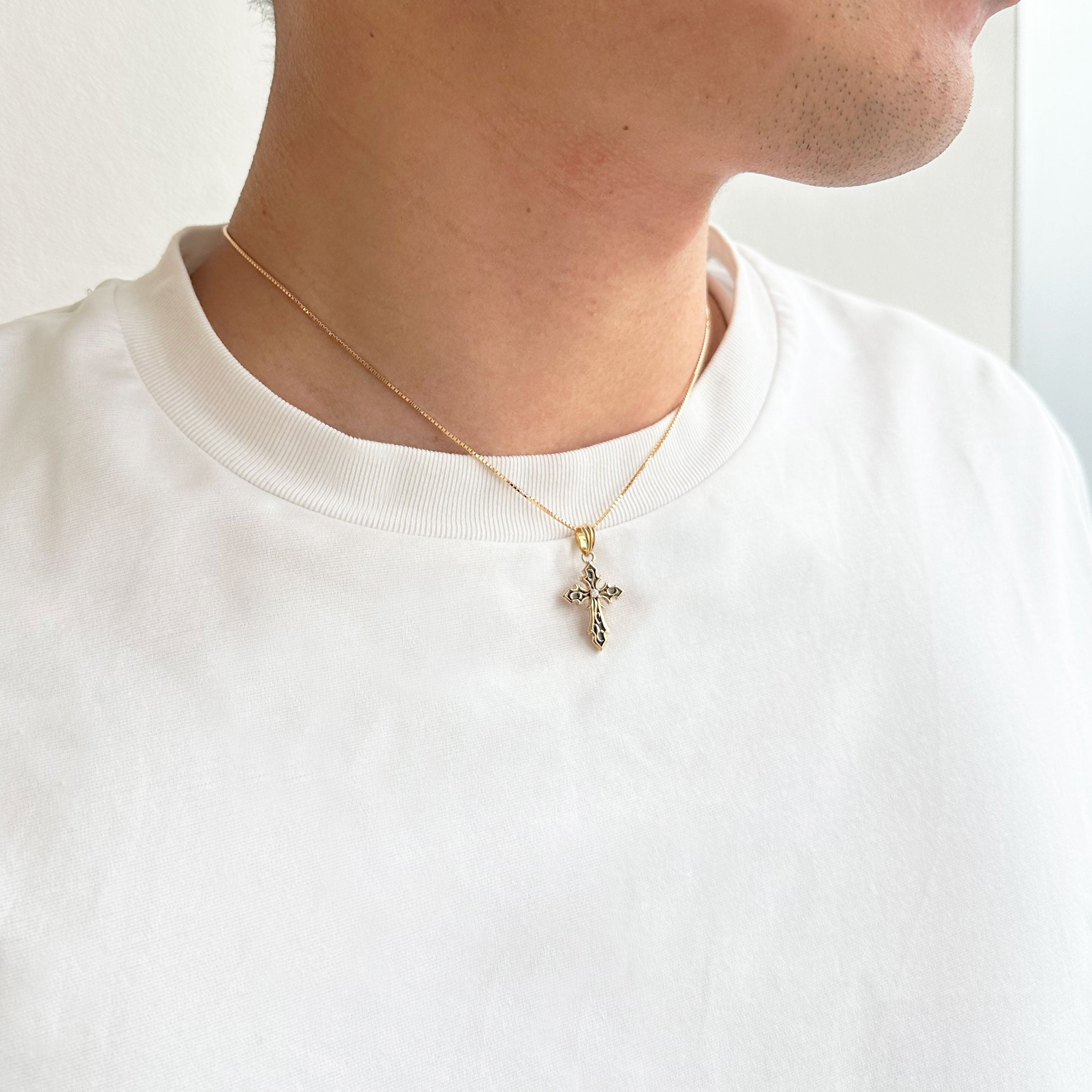 ダイヤモンド K18ペンダントトップ(クロスモチーフ/K18YG/リバーシブル/4月誕生石)《WPDD4277》