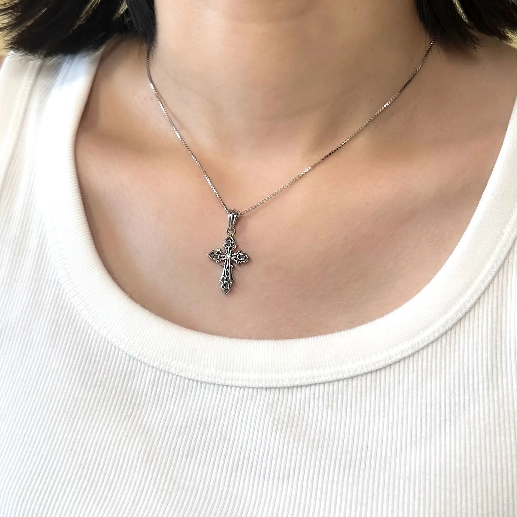 ダイヤモンド プラチナペンダントトップ(クロスモチーフ/PT900/リバーシブル/4月誕生石)《WPDD4278》