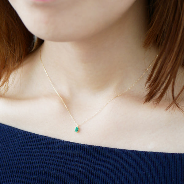 エメラルド K18ネックレス(クレサンベール/パレット/オーバル/5月誕生石)《WPDE3210》