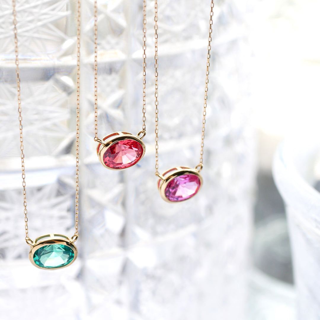 エメラルド K18ネックレス(クレサンベール/1カラットサイズ/オーバル/フクリン/5月誕生石)《WPDE3582》