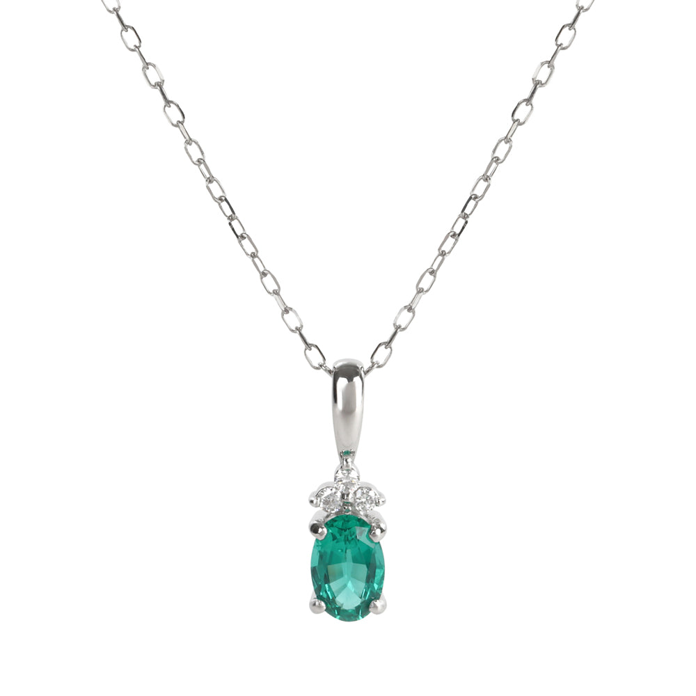 エメラルド/ダイヤモンドプラチナネックレス(クレサンベール/5月誕生石)