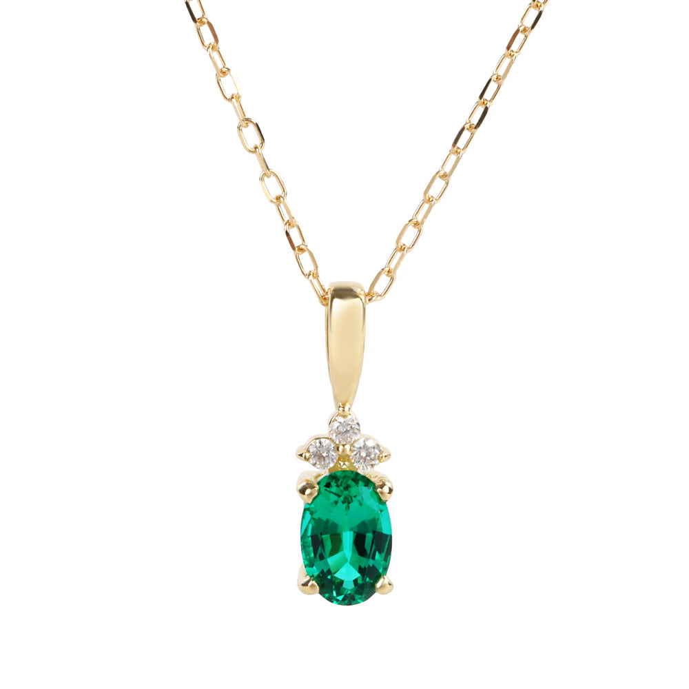 エメラルド/ダイヤモンドK18ネックレス(クレサンベール/5月誕生石)