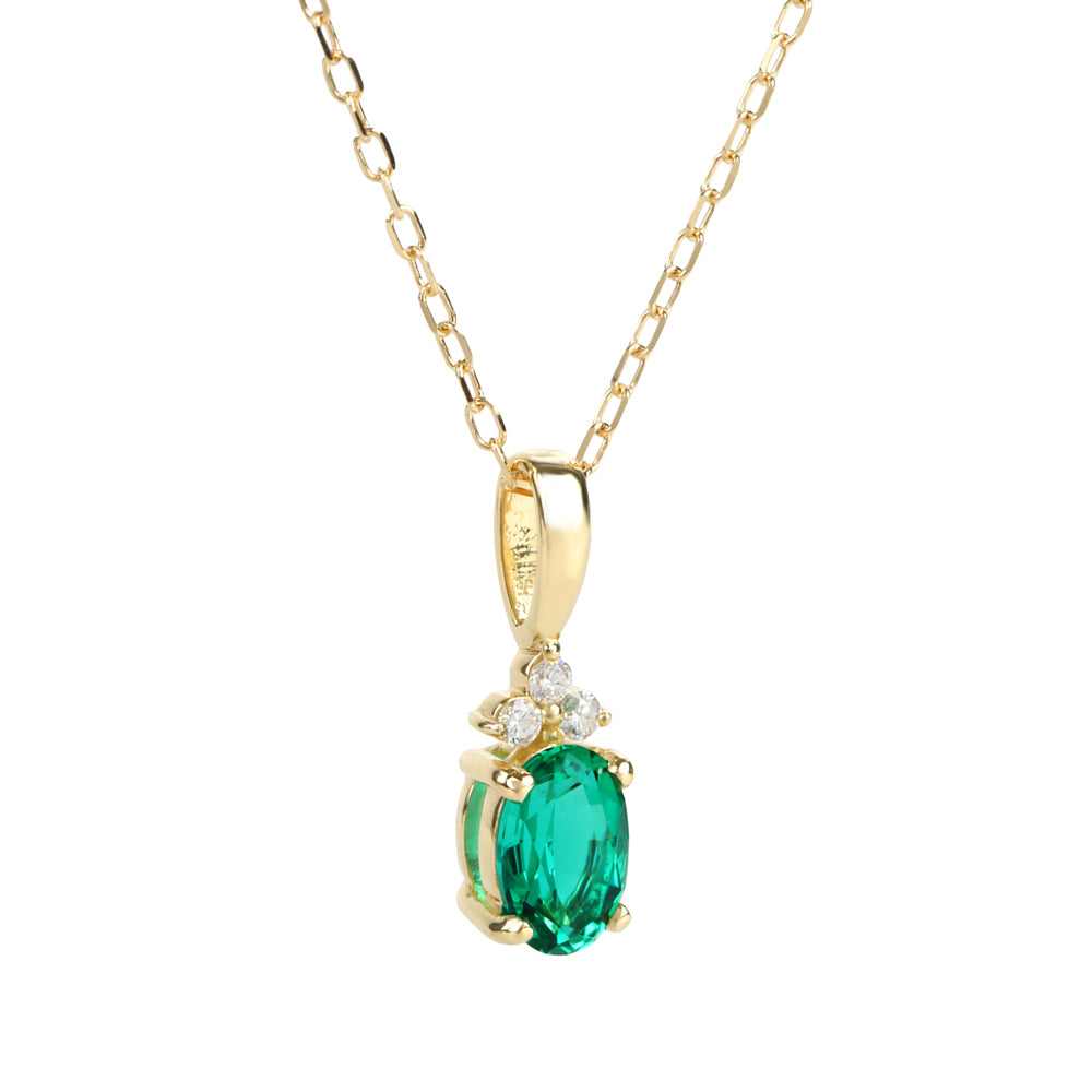 エメラルド/ダイヤモンドK18ネックレス(クレサンベール/5月誕生石)