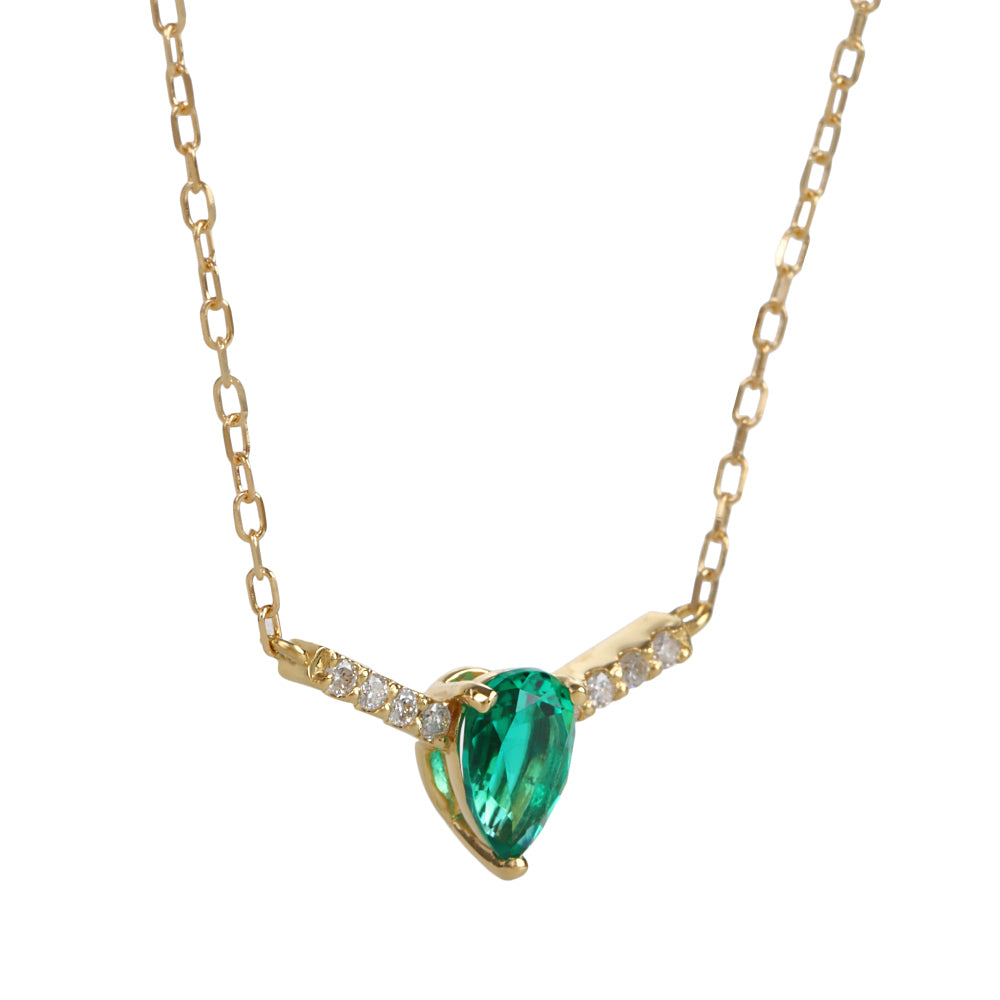 エメラルド/ダイヤモンドK18ネックレス(クレサンベール/5月誕生石)≪WPDE4106≫