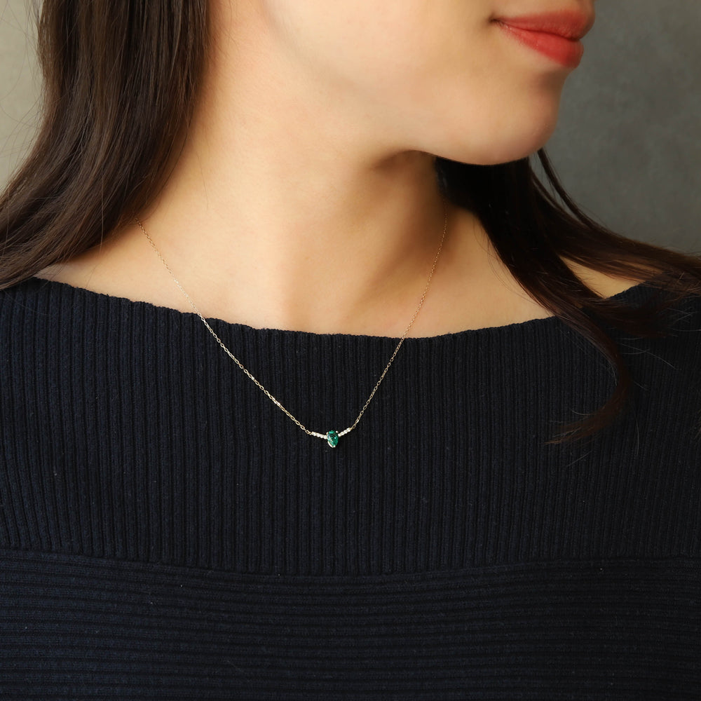 エメラルド/ダイヤモンドK18ネックレス(クレサンベール/5月誕生石)≪WPDE4106≫