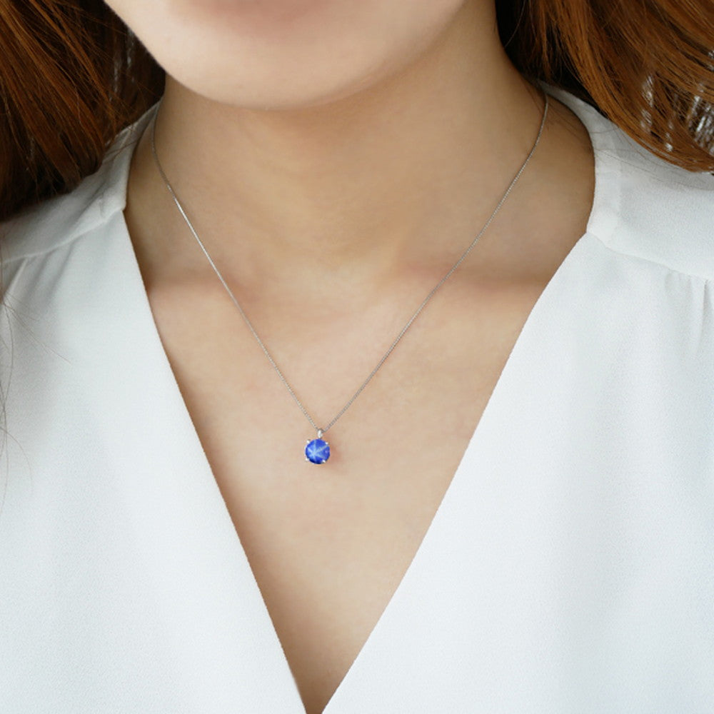 スターサファイア プラチナネックレス(クレサンベール/カボションカット/9月誕生石)《WPDF2580》