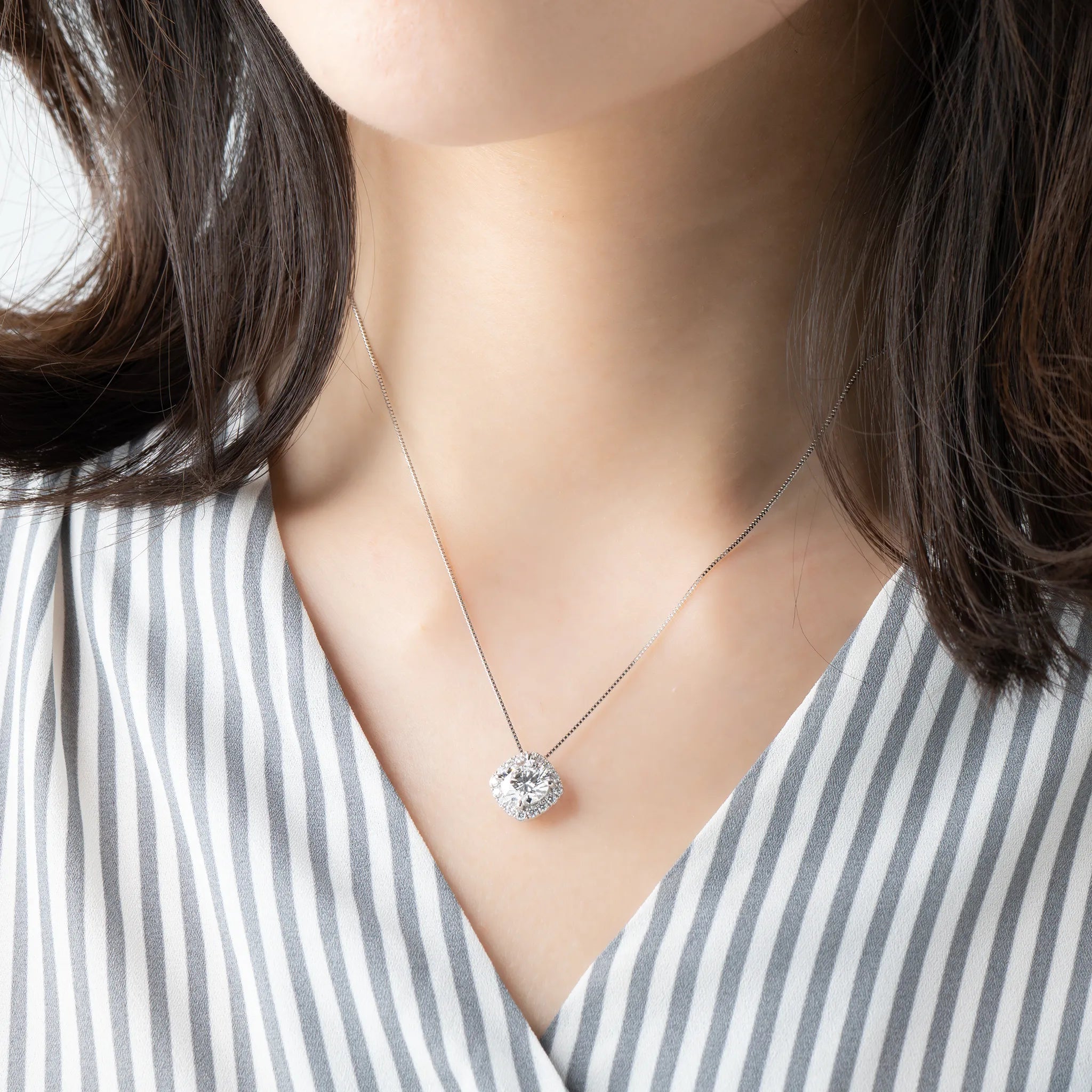 ダイヤモンド プラチナネックレス(ラボグロウン/取り巻き/2.00ct/鑑別書付)《WPDG0020》