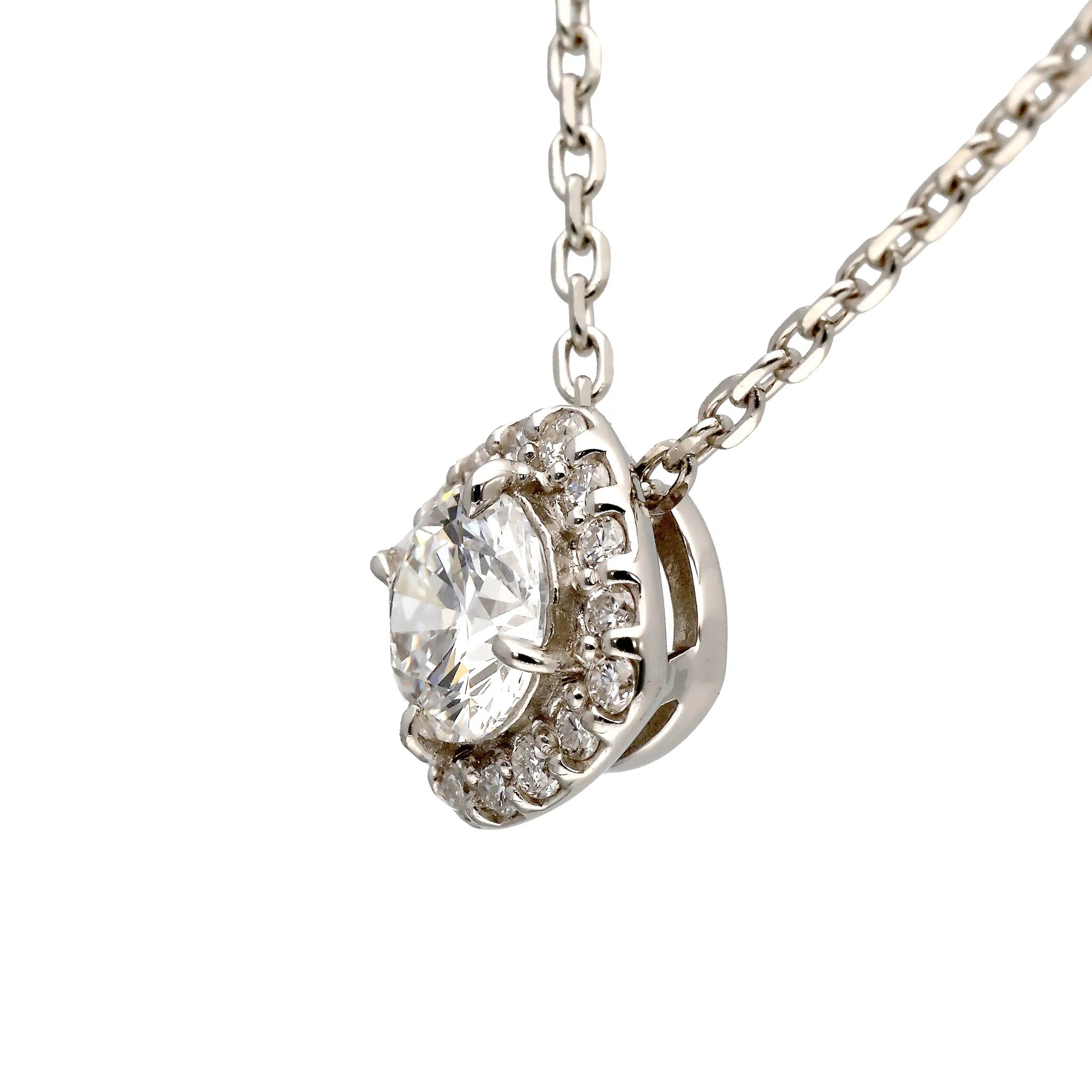 ダイヤモンド シルバーネックレス(ラボグロウン/0.3ct/取り巻き/プラチナメッキ)《WPDG0061》