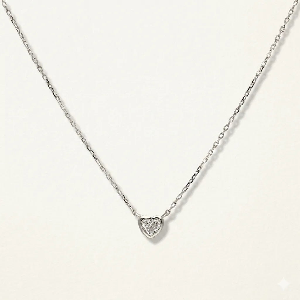 ダイヤモンド シルバーネックレス(ラボグロウン/0.3ct/ハート/プラチナメッキ)《WPDG0065》