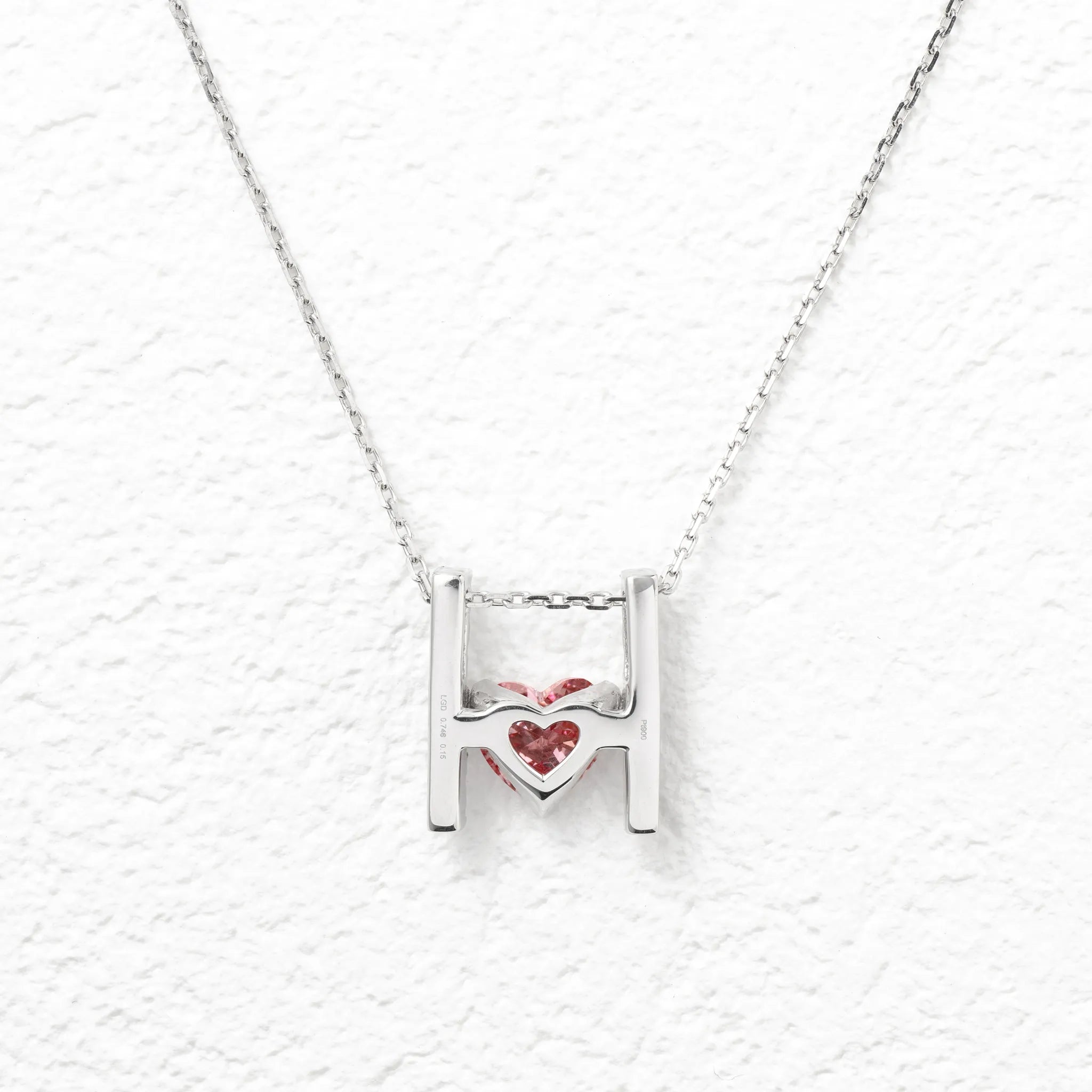 ピンクダイヤモンド/ダイヤモンド プラチナネックレス(ラボグロウン/ハートシェイプ/Solrelier/4月誕生石)《WPDG7023》