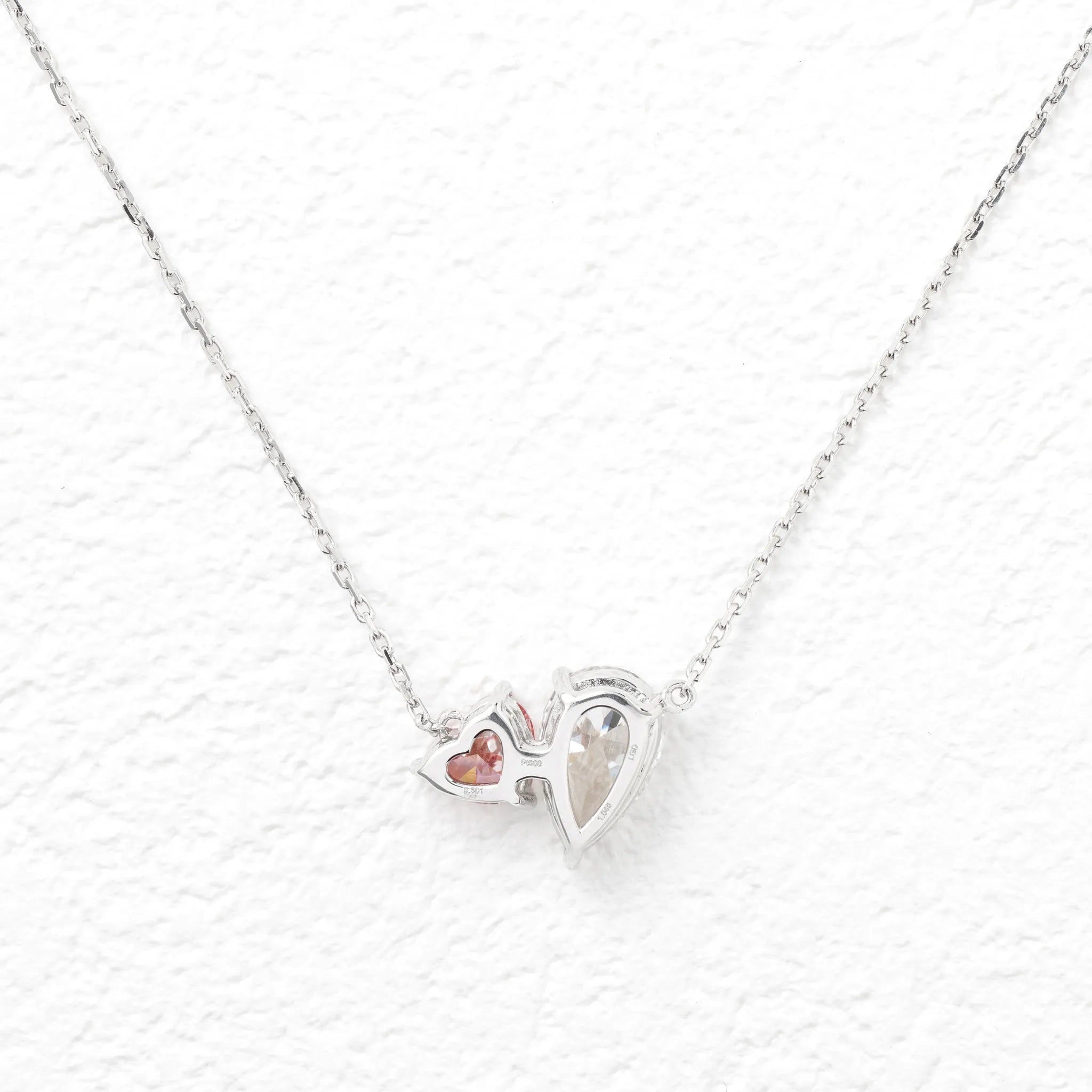 ピンクダイヤモンド/ダイヤモンド プラチナネックレス(ラボグロウン/ハート/ペアシェイプ/Polaire/4月誕生石)《WPDG7024》