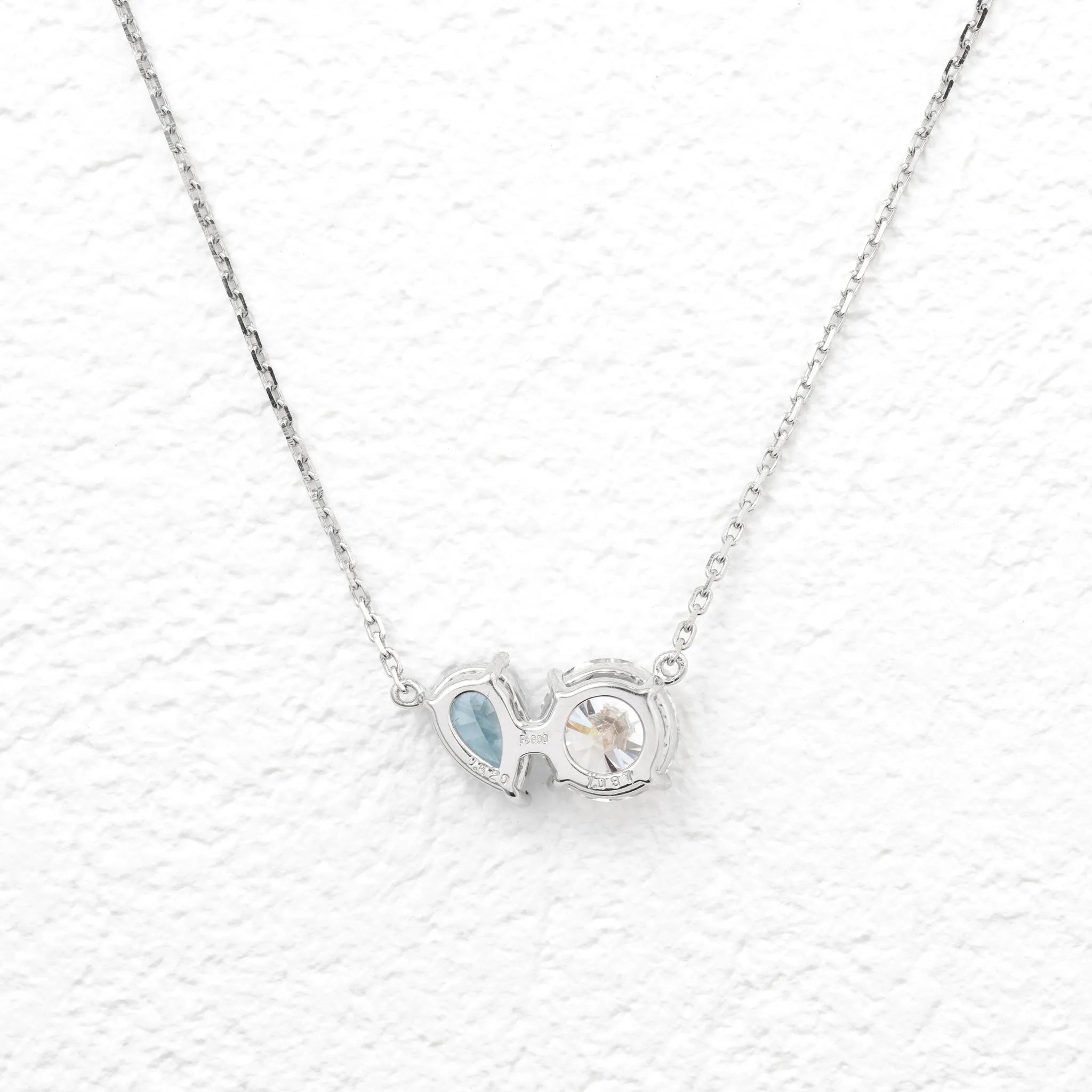 ブルーダイヤモンド/ダイヤモンド プラチナネックレス(ラボグロウン/ペアシェイプ/Polaire/4月誕生石)《WPDG7025》