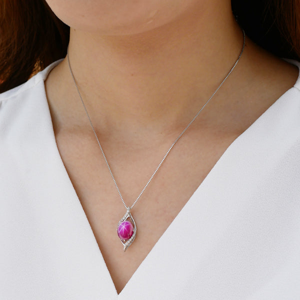 スタールビー/ダイヤモンド プラチナネックレス(クレサンベール/オーバル/7月誕生石)《WPDH3144》