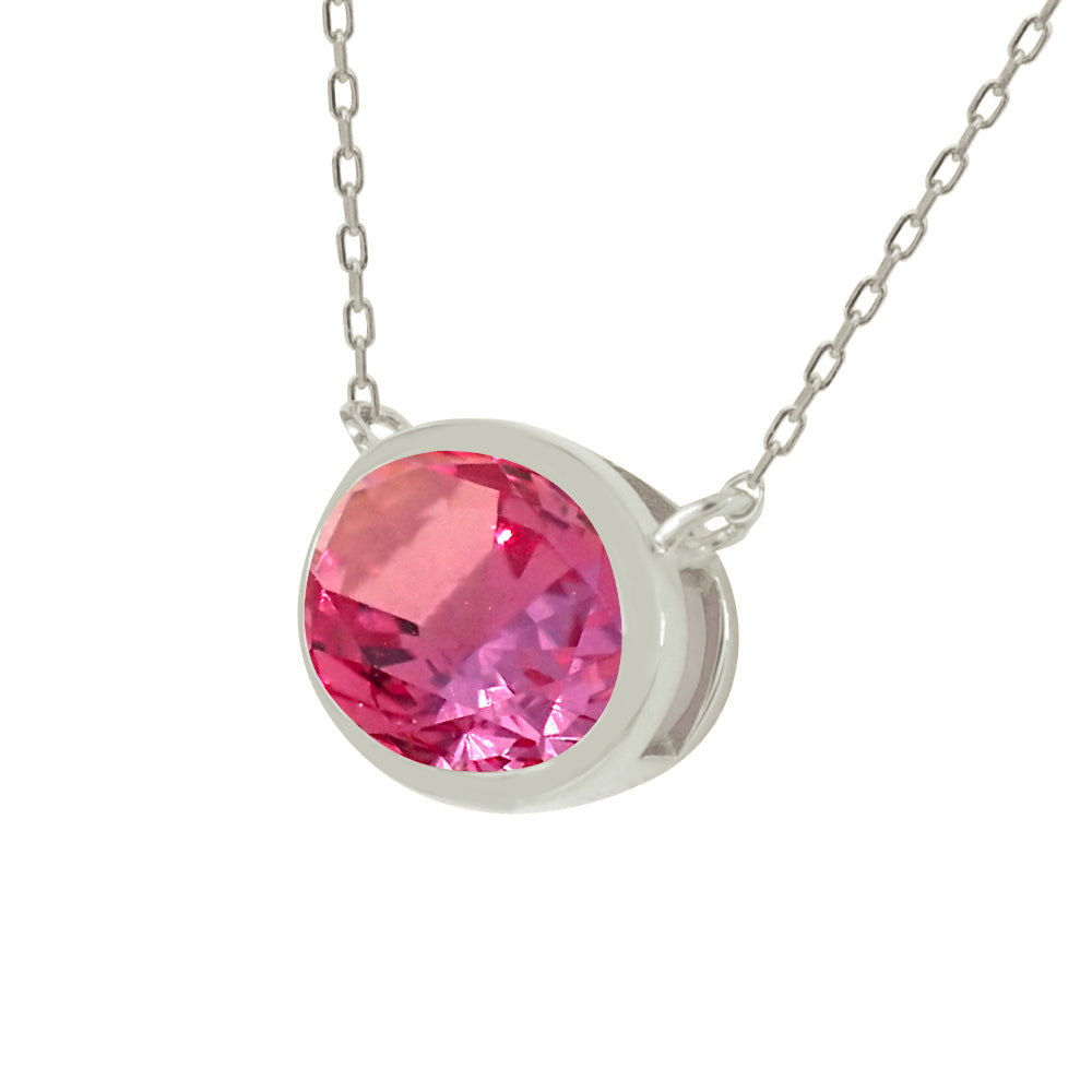 ピンクサファイア PTネックレス(クレサンベール/1カラットUP/オーバル/フクリン/9月誕生石)