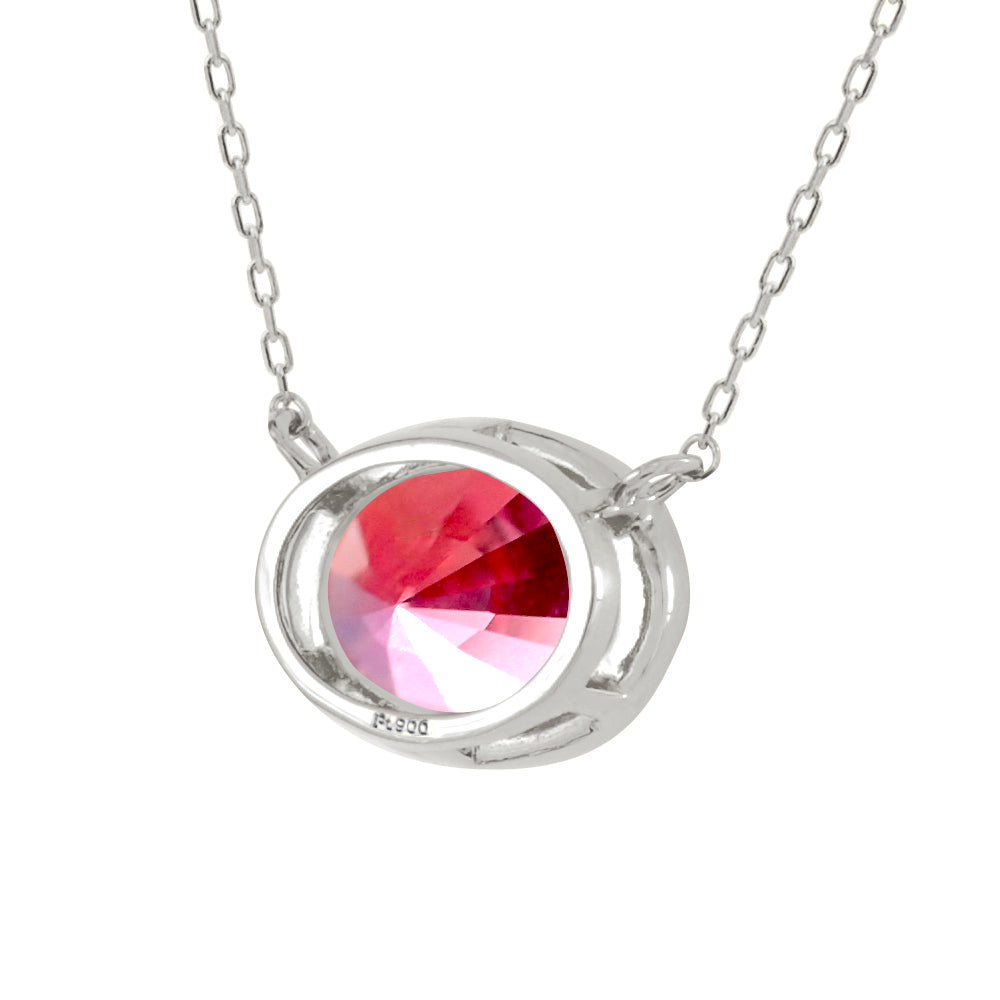 ピンクサファイア PTネックレス(クレサンベール/1カラットUP/オーバル/フクリン/9月誕生石)《WPDM3596》