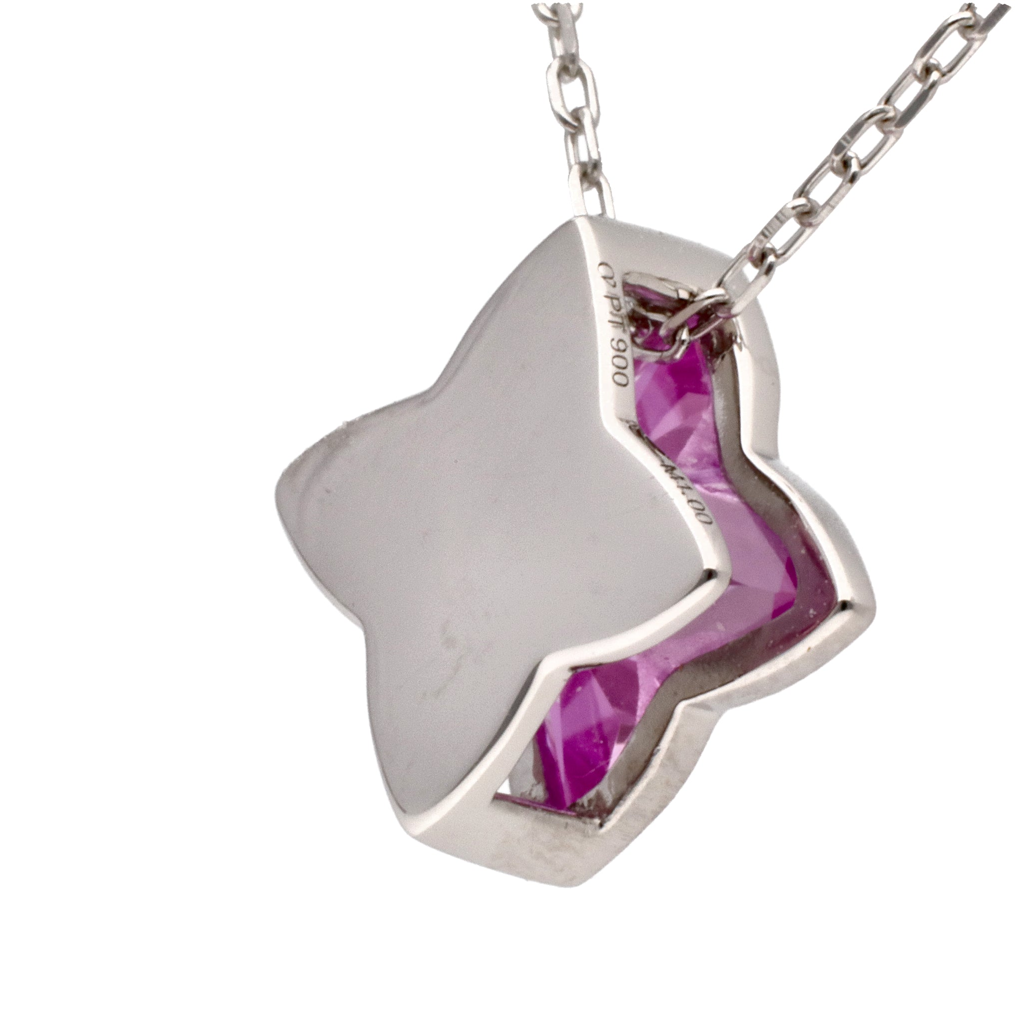 ピンクサファイア PTネックレス(クレサンベール/フラワー/フクリン/9月誕生石) 《WPDM4204》