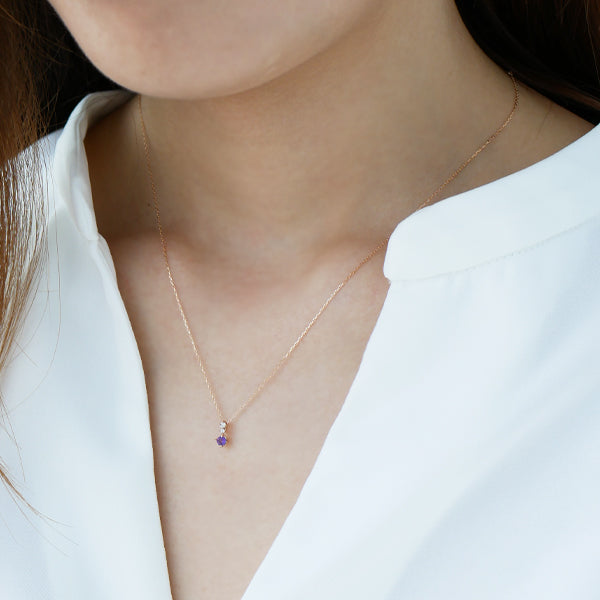 アメシスト/ダイヤモンド K18ネックレス(2月誕生石)《WPDN2061》