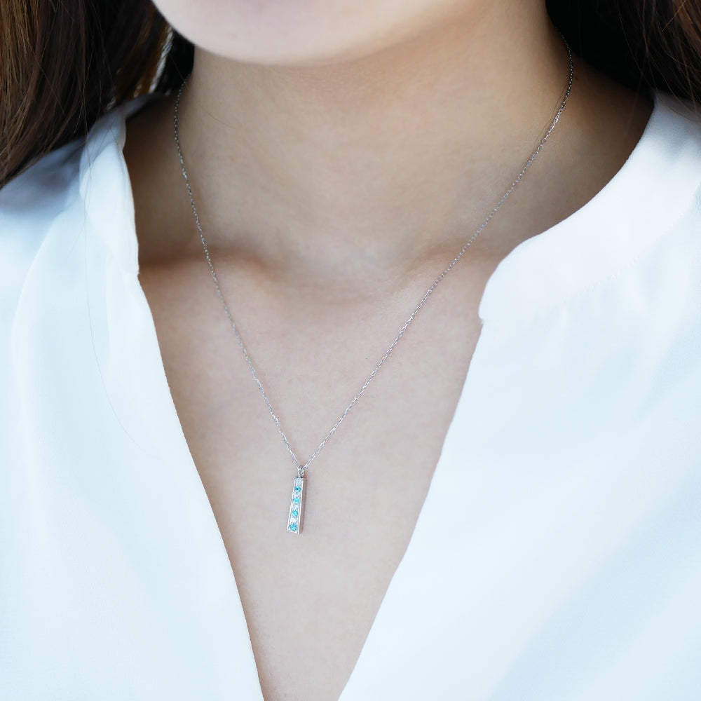 トルマリン/ダイヤモンド PTネックレス(ネオンブルー/ライン/10月誕生石)《WPDN3311》