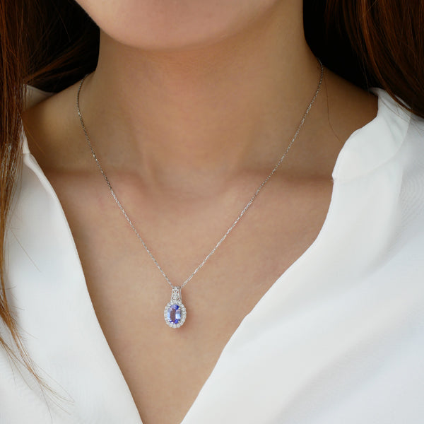 タンザナイト/ダイヤモンド プラチナネックレス(オーバル/12月誕生石)《WPDN3352》