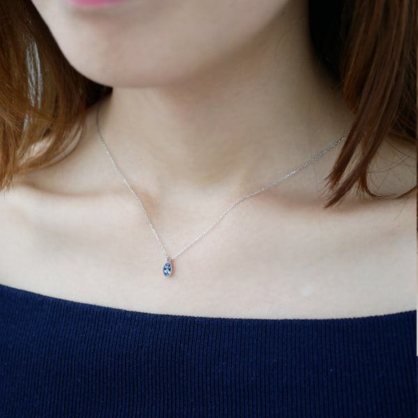 アクアマリン プラチナネックレス(サンタマリア/オーバル/ミル打ち/3月誕生石)《WPDN3401》