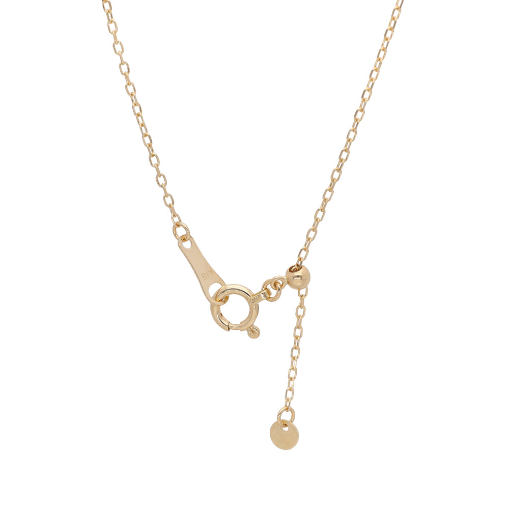 クンツァイト/ダイヤモンド K18ネックレス(オーバル/ミル打ち/チェッカー/9月誕生石)《WPDN4162》