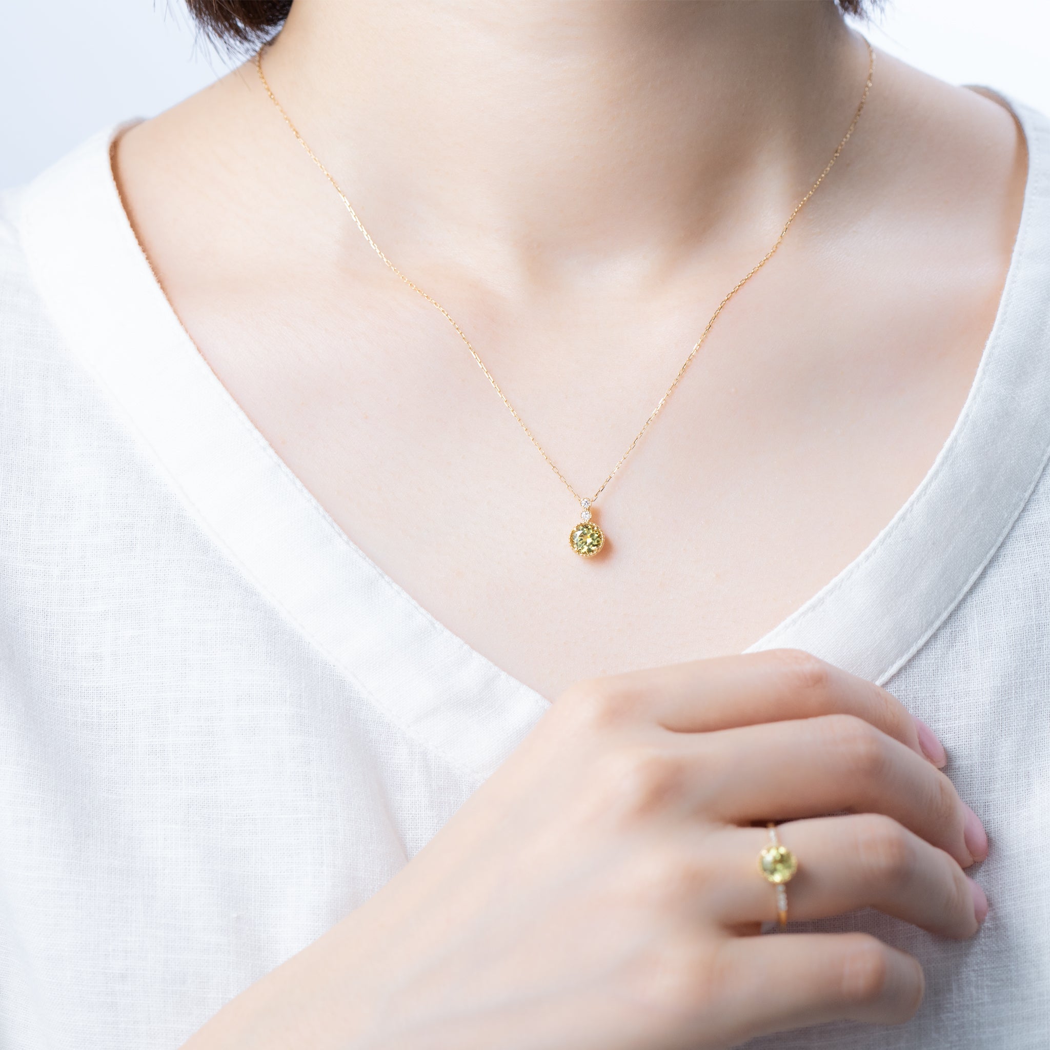 マリガーネット/ダイヤモンド K18ネックレス(1月誕生石)《WPDN4191》