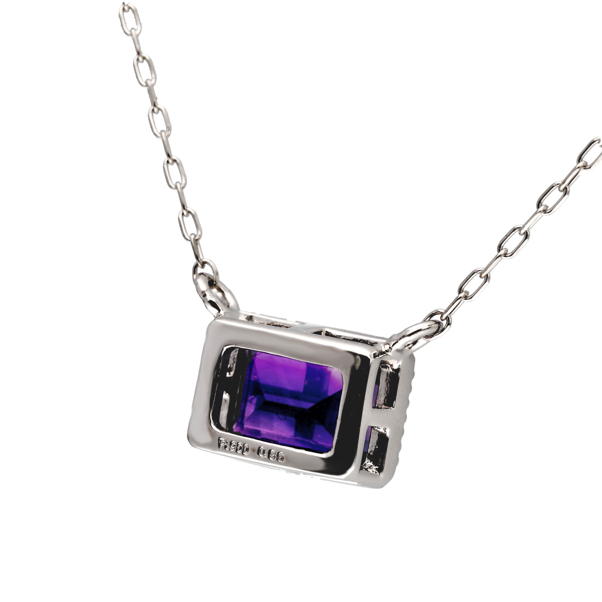 PT アメシストペンダント(0.8ctUP/エメラルドカット/2月誕生石)《WPDN4215》