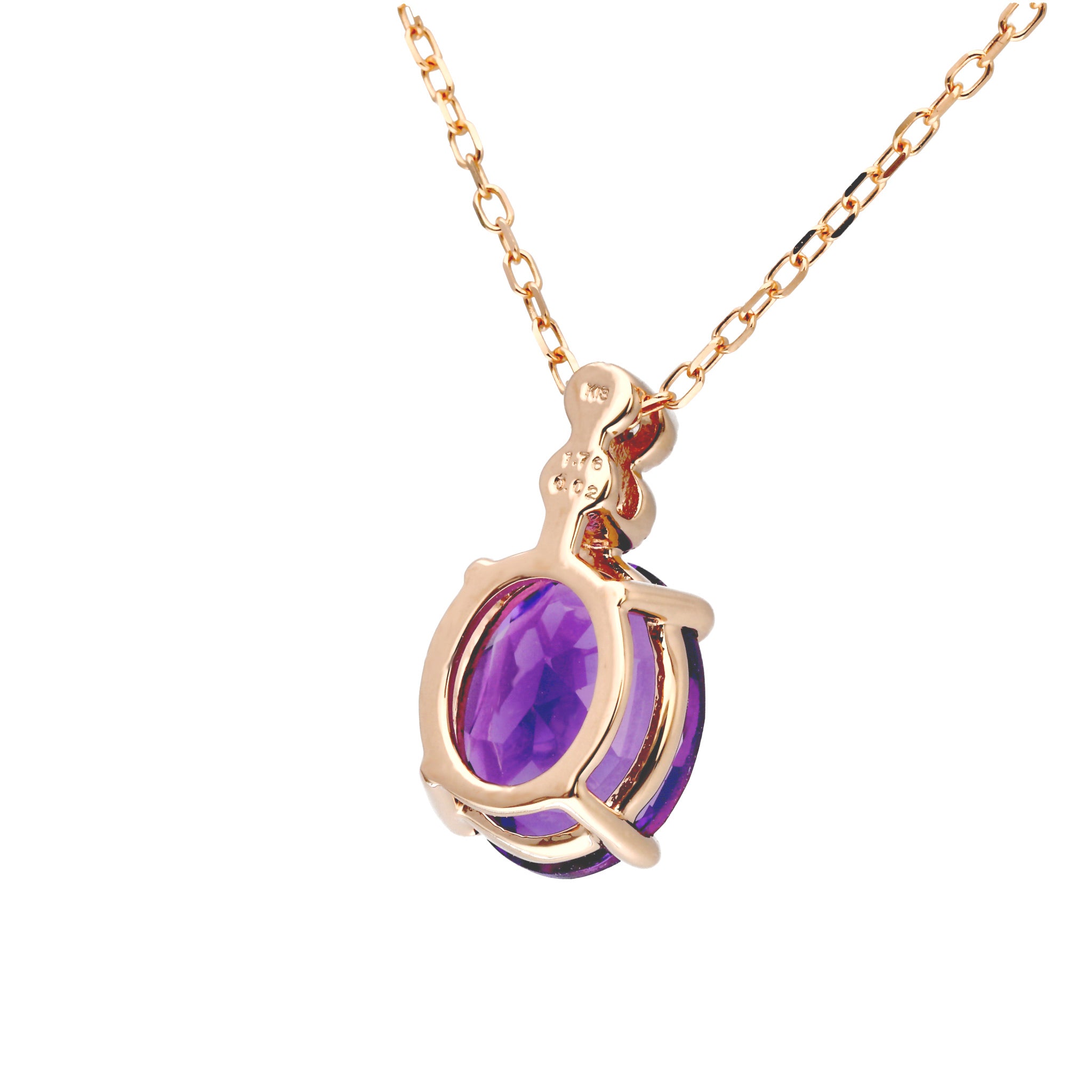 K18 アメシスト/ダイヤモンド ペンダント(オーバルカット/K18PG/2月誕生石)《WPDN4216》