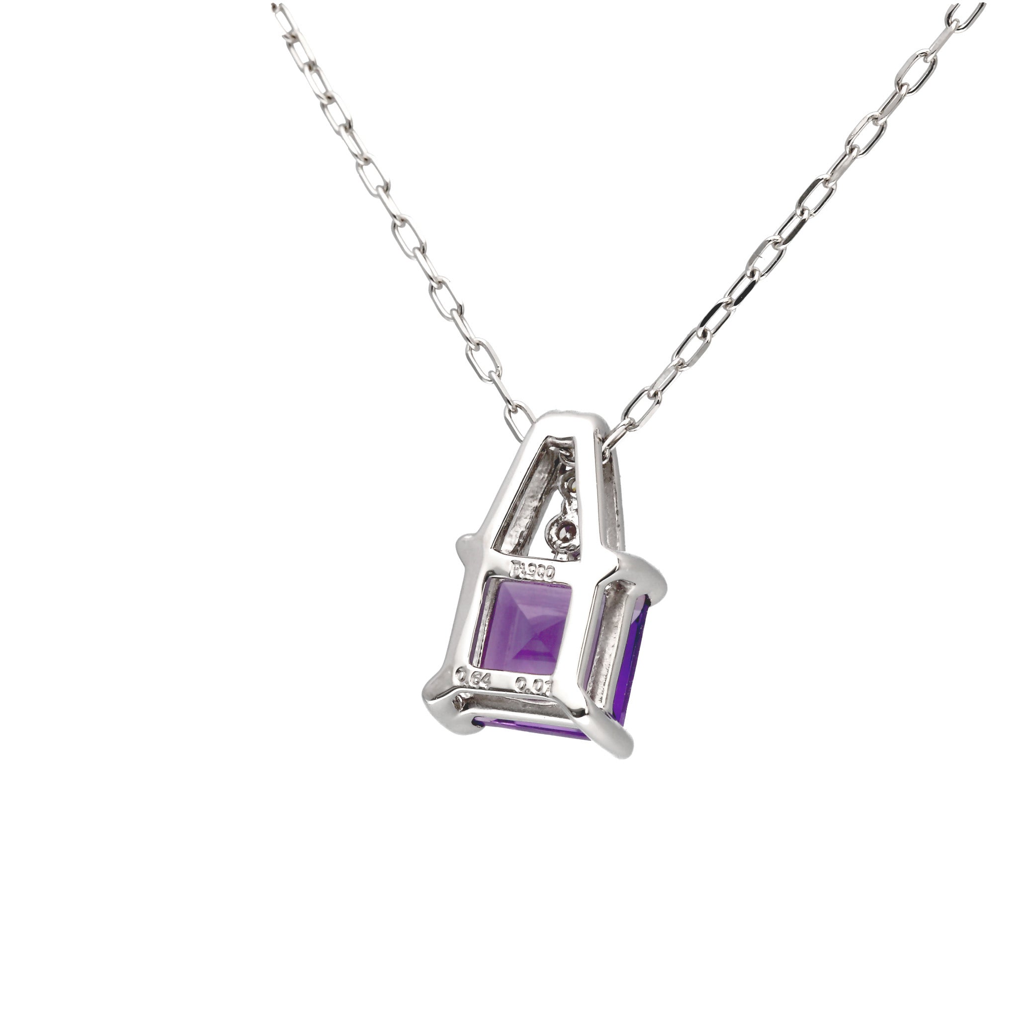 PT アメシストペンダント(0.5ctUP/スクエアカット/2月誕生石)《WPDN4218》