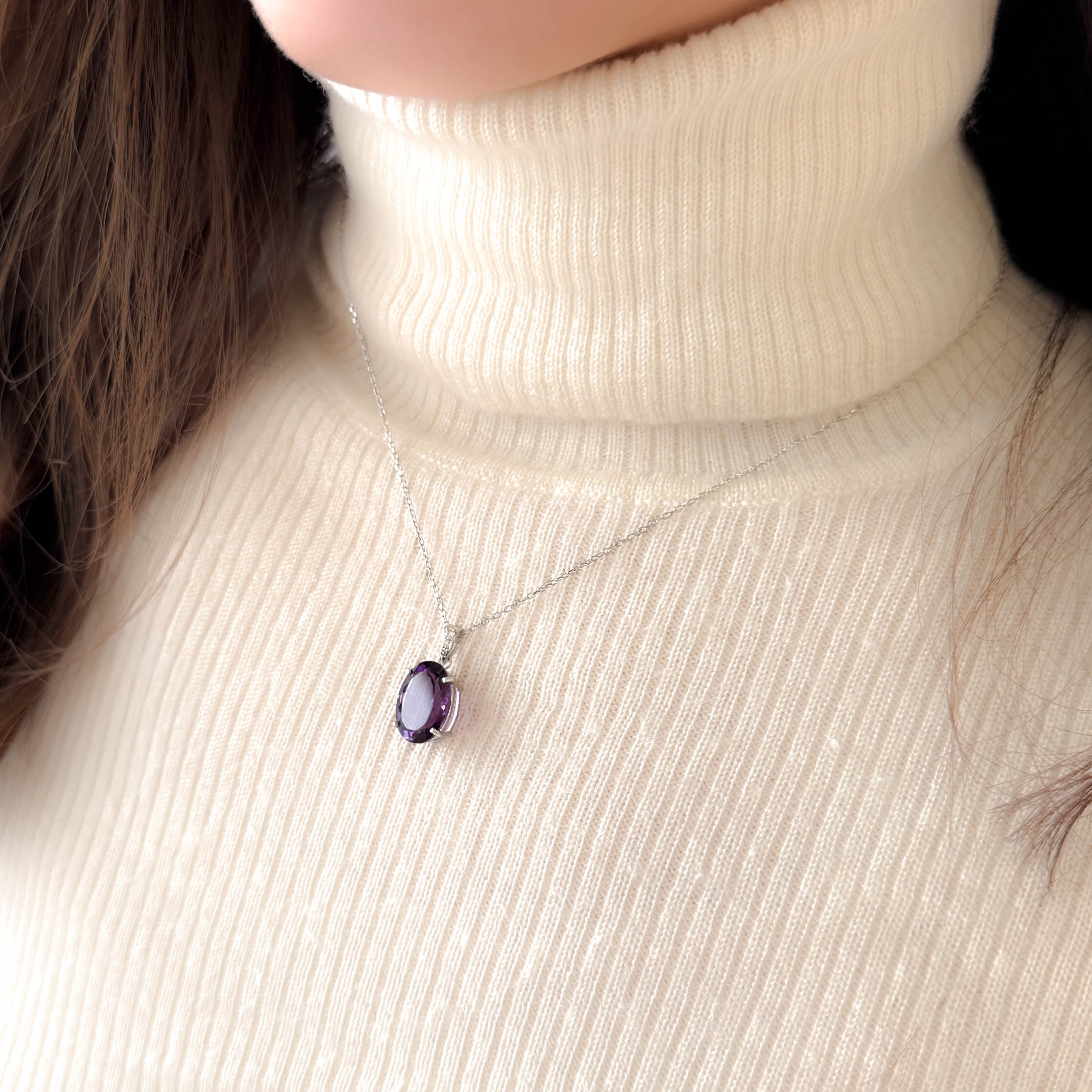 PT アメシストペンダント(5.0ctUP/オーバルカット/2月誕生石)《WPDN4219》