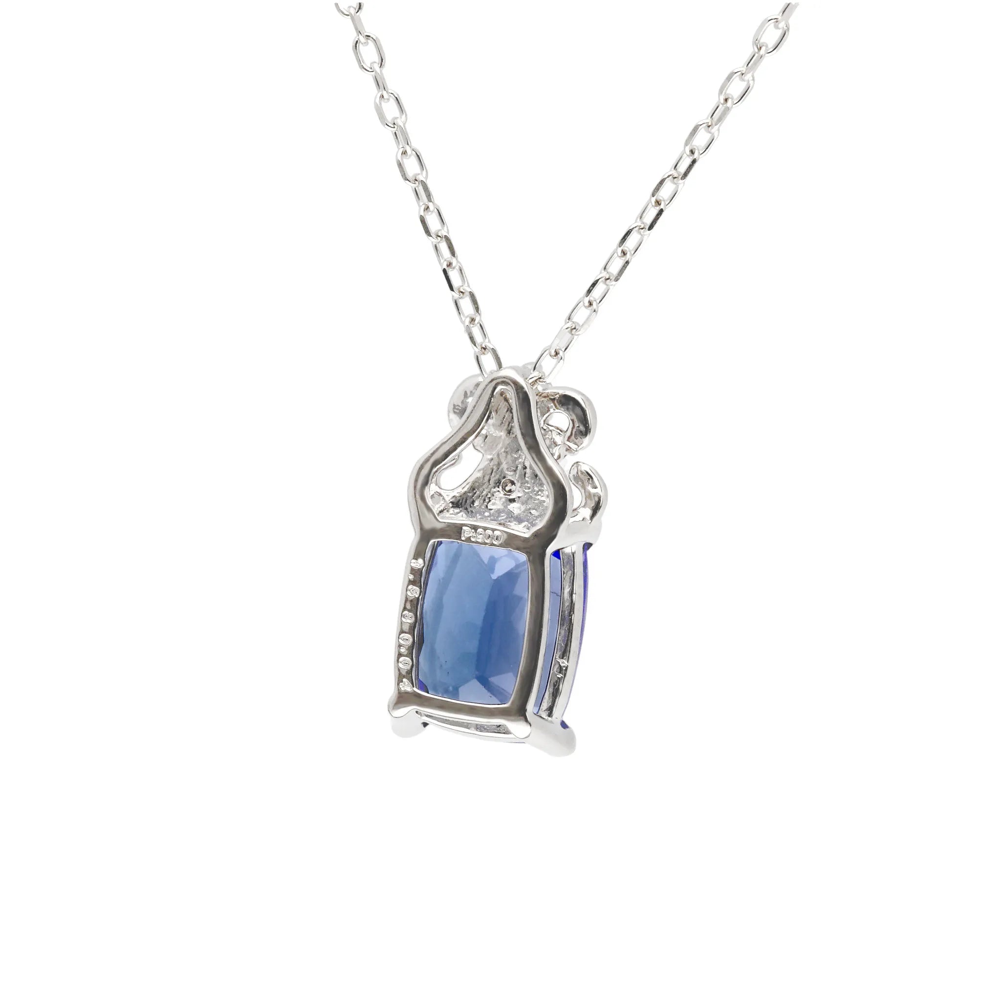 タンザナイト/ダイヤ PTペンダント(オーバルクッションカット/12月誕生石)《WPDN4229》