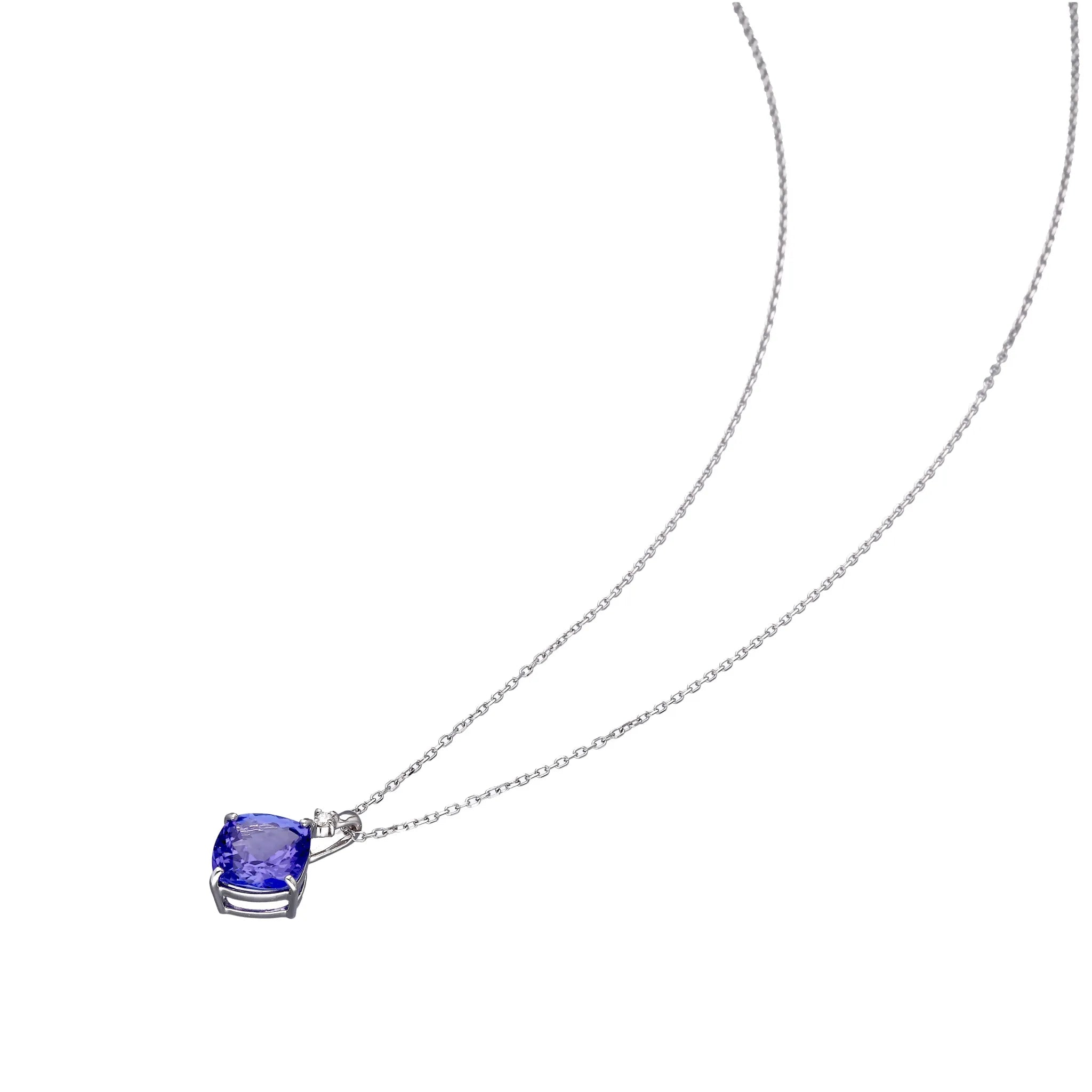 タンザナイト/ダイヤ PTネックレス(2.0ctUP/クッションカット/12月誕生石)《WPDN4274》