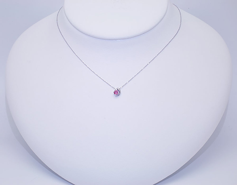 パパラチアサファイア プラチナネックレス(クレサンベール/雫モチーフ/9月誕生石)《WPDP3928》