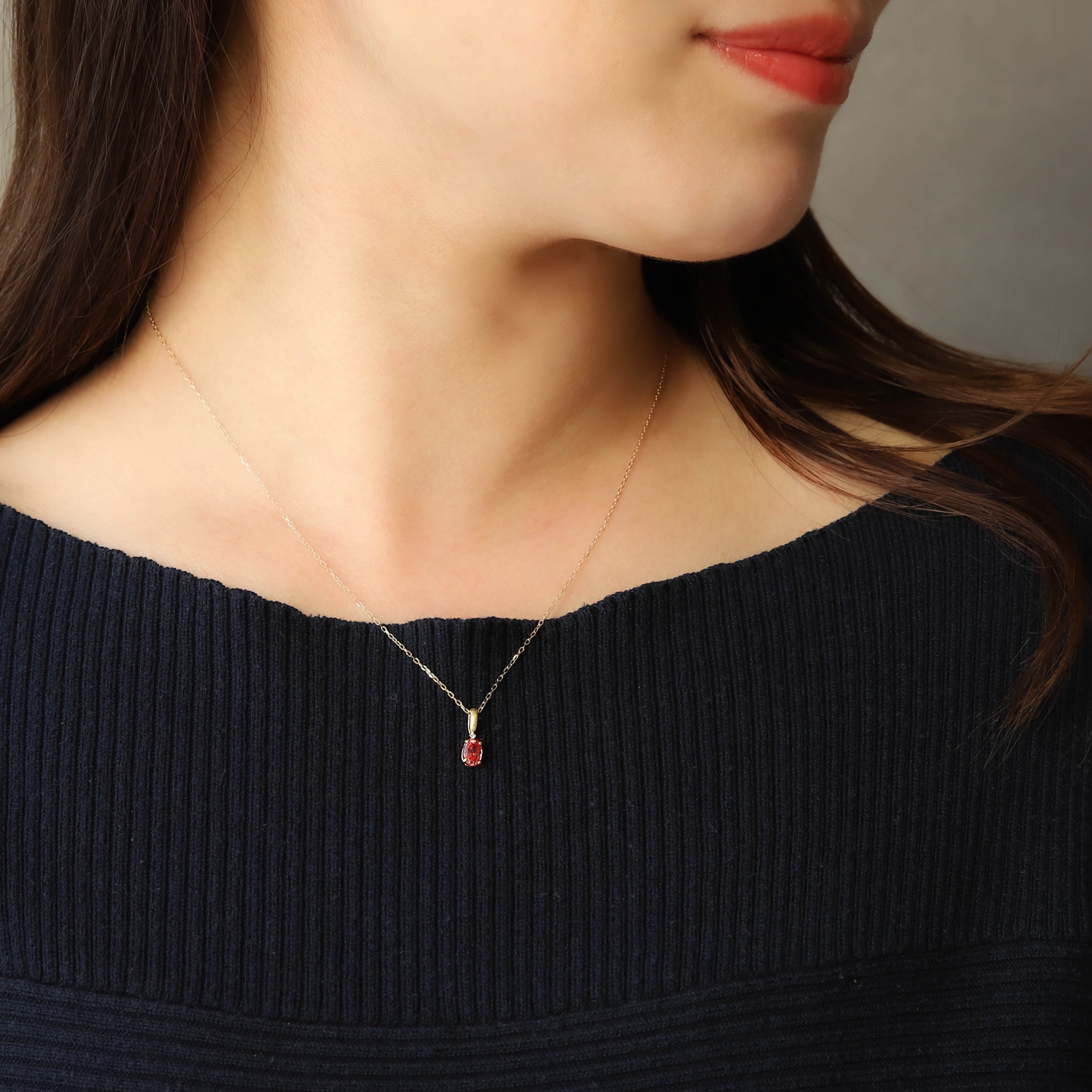 パパラチアサファイア/ダイヤモンドK18ネックレス(クレサンベール/9月誕生石)