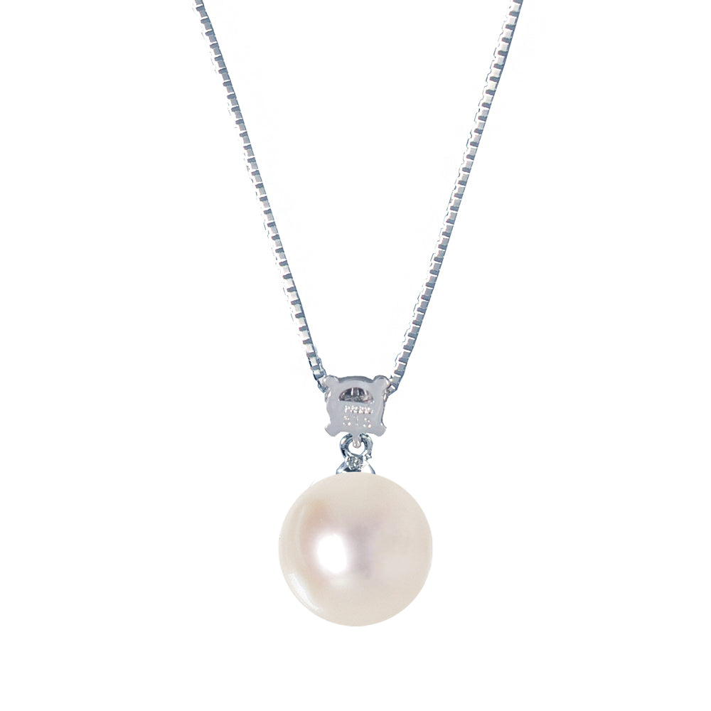 パール/ダイヤモンド プラチナネックレス(アコヤ真珠/オーロラロゼ /8.0mmUP/6月誕生石)《WPDQ3605》