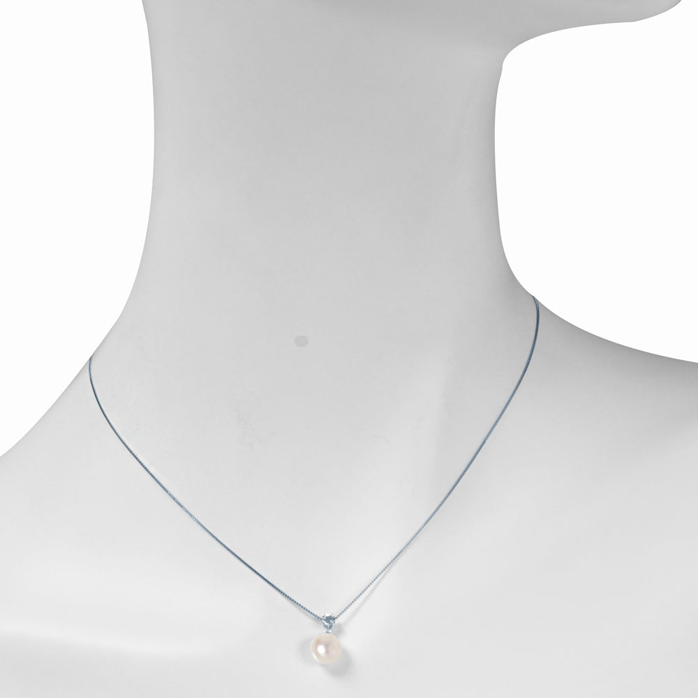 パール/ダイヤモンド プラチナネックレス(アコヤ真珠/オーロラロゼ /8.0mmUP/6月誕生石)《WPDQ3605》