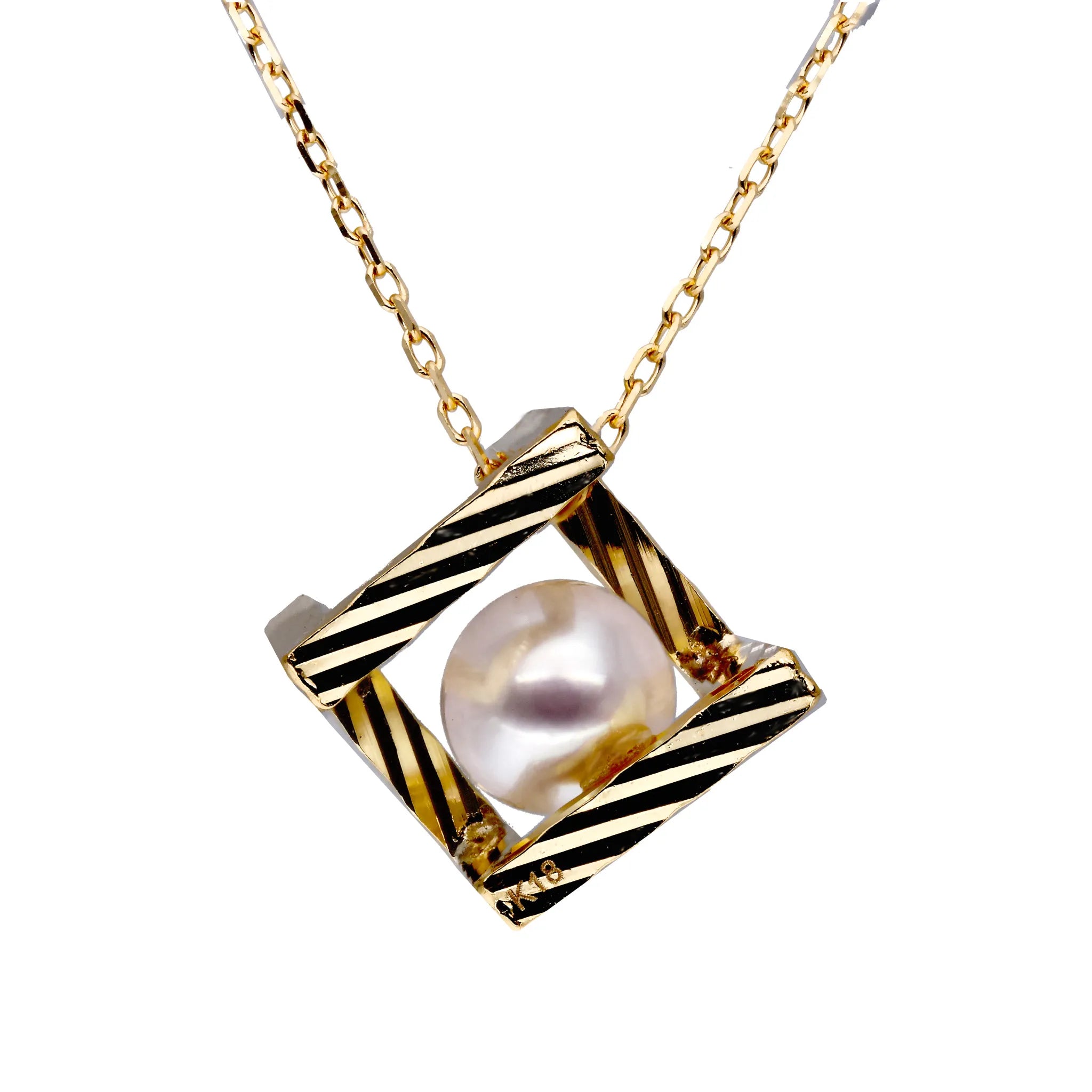 パール K18ネックレス(コネクトシリーズ/5mm/キューブボックス/6月誕生石)《WPDQ4283》