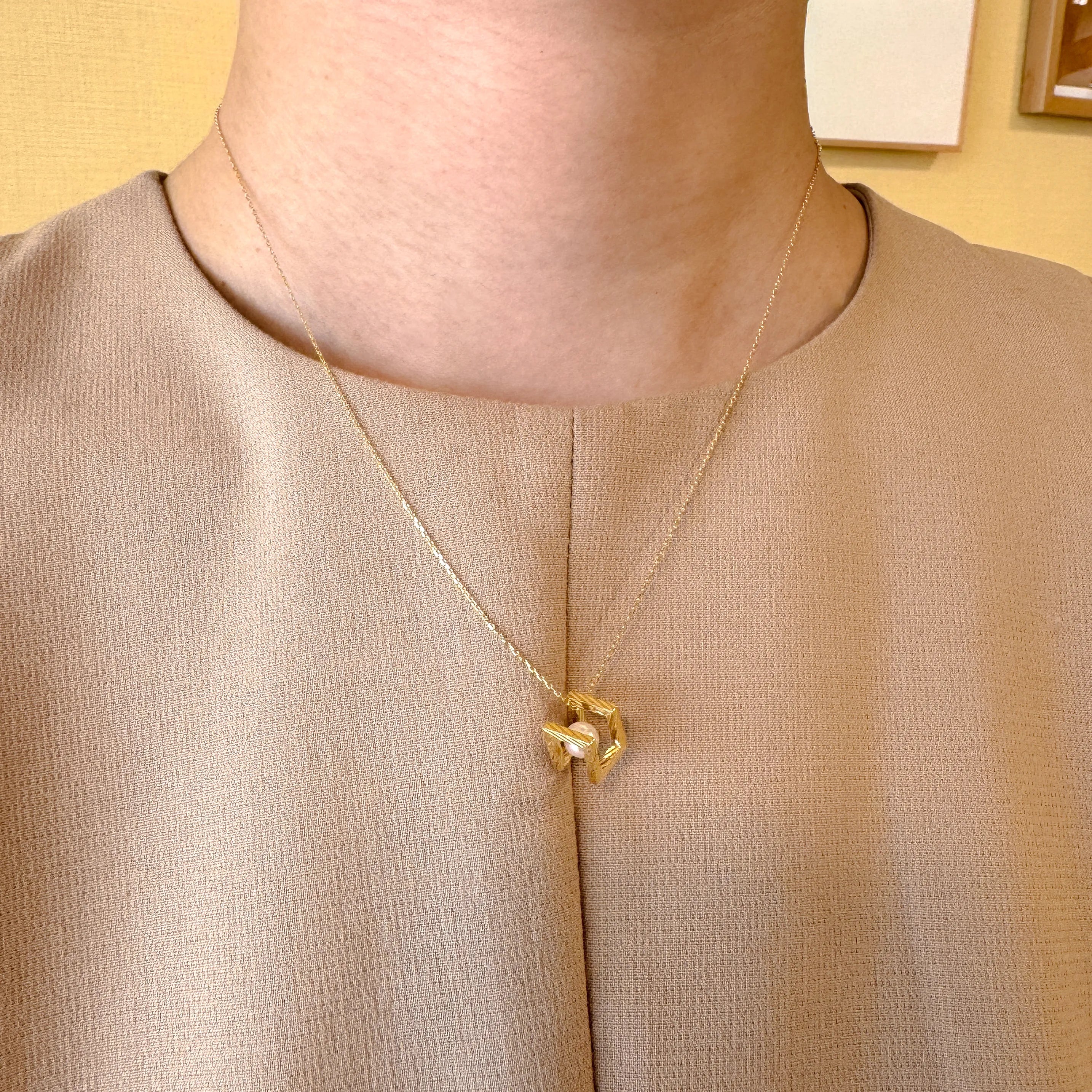 パール K18ネックレス(コネクトシリーズ/5mm/キューブボックス/6月誕生石)《WPDQ4283》