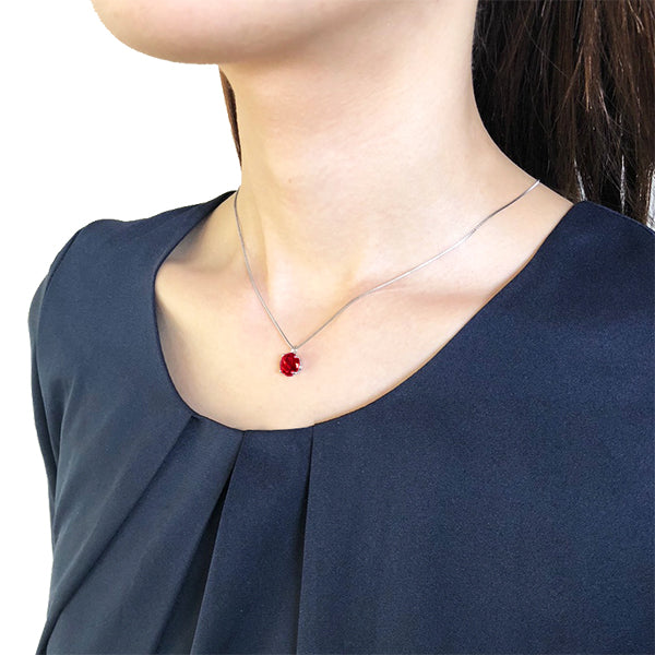 ルビー プラチナネックレス(クレサンベール/2カラットUP/ラウンドブリリアント/7月誕生石)《WPDR2581》