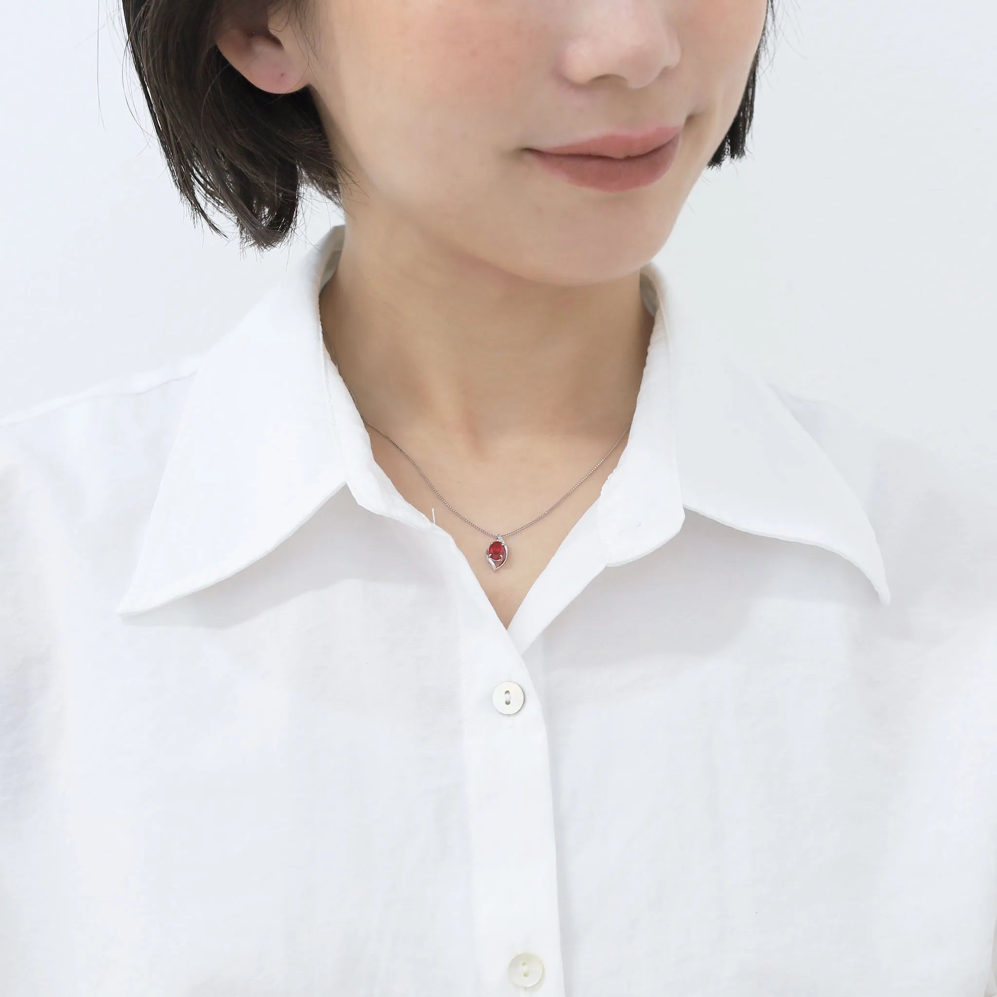 ルビー/ダイヤモンド K18ネックレス(クレサンベール/オーバル/7月誕生石)《WPDR2628》