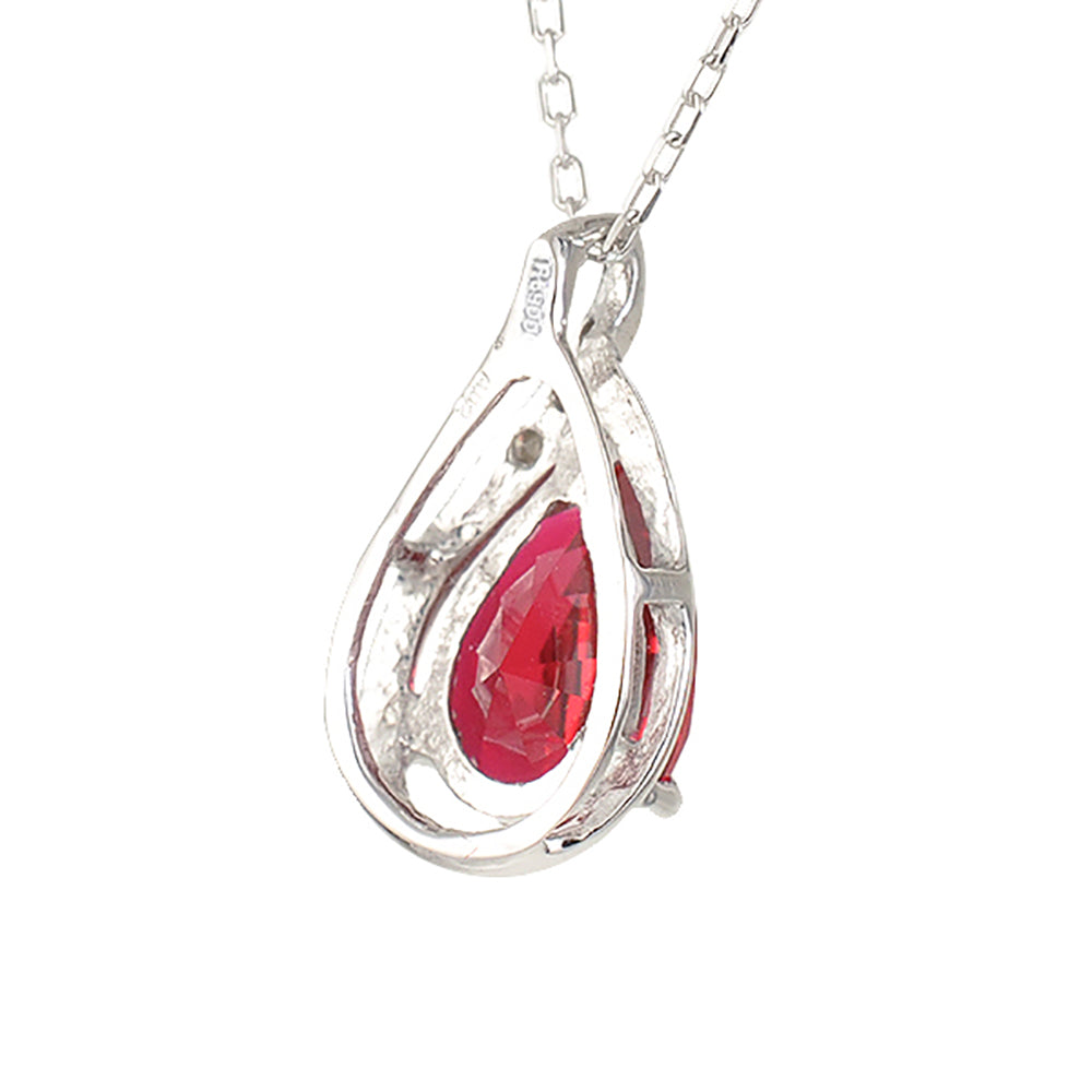 ルビー/ダイヤモンド プラチナネックレス(クレサンベール/ペアシェイプ/7月誕生石)《WPDR3925》