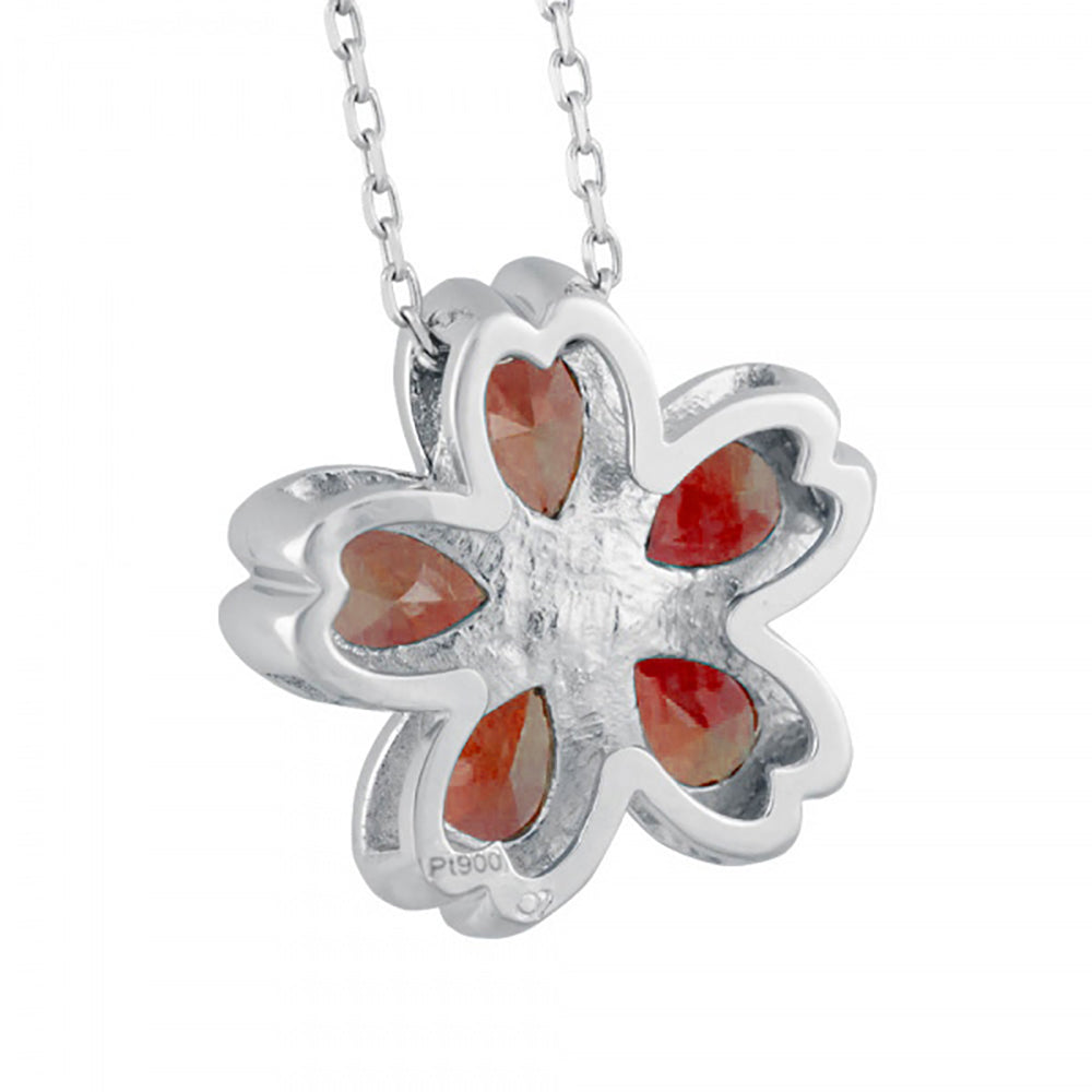 ルビー/ダイヤモンド プラチナネックレス(クレサンベール/桜モチーフ/7月誕生石)《WPDR3926》